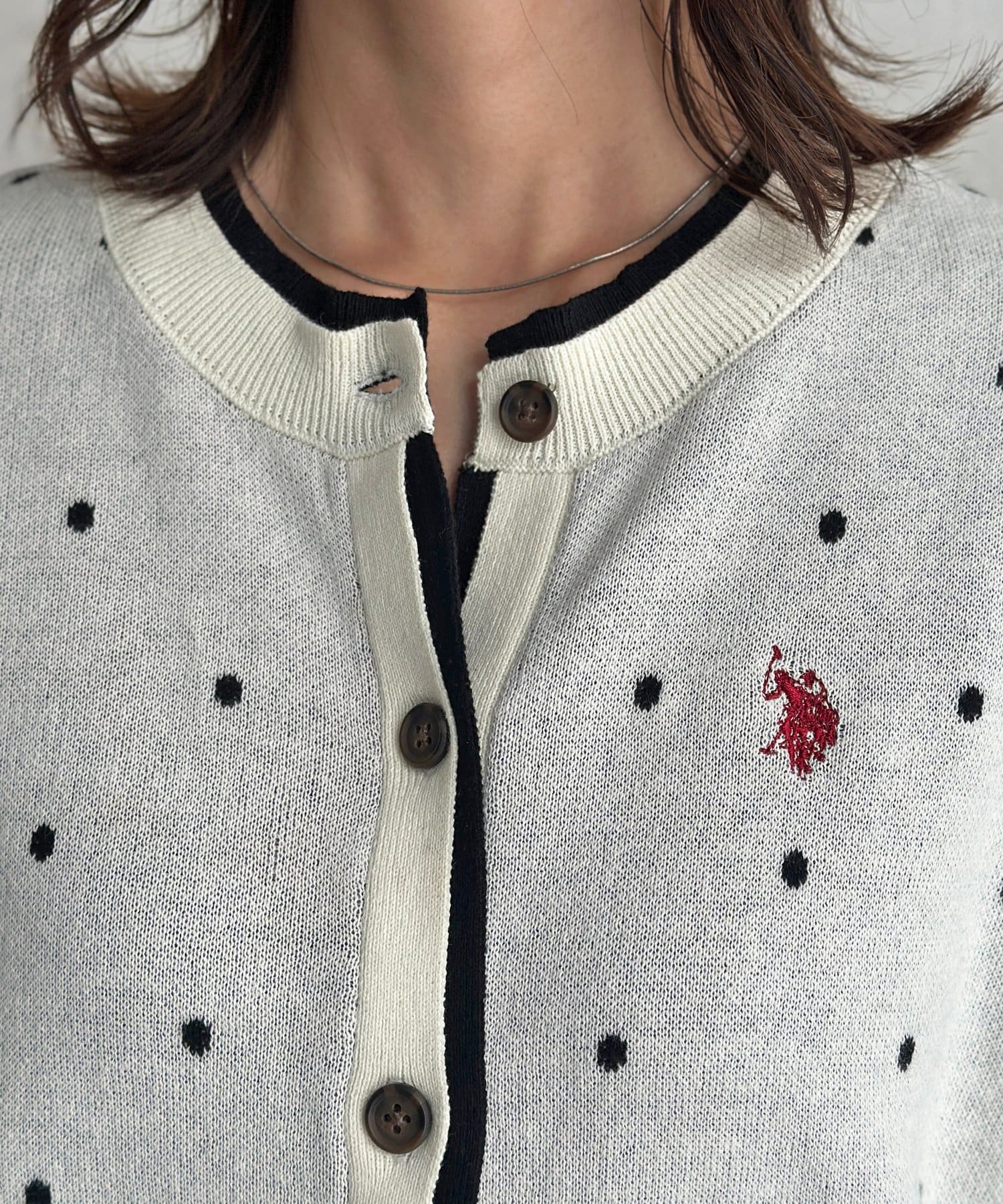 CPCM(シーピーシーエム) 【U.S. POLO ASSN.】フェイクレイヤードクルーカーディガン