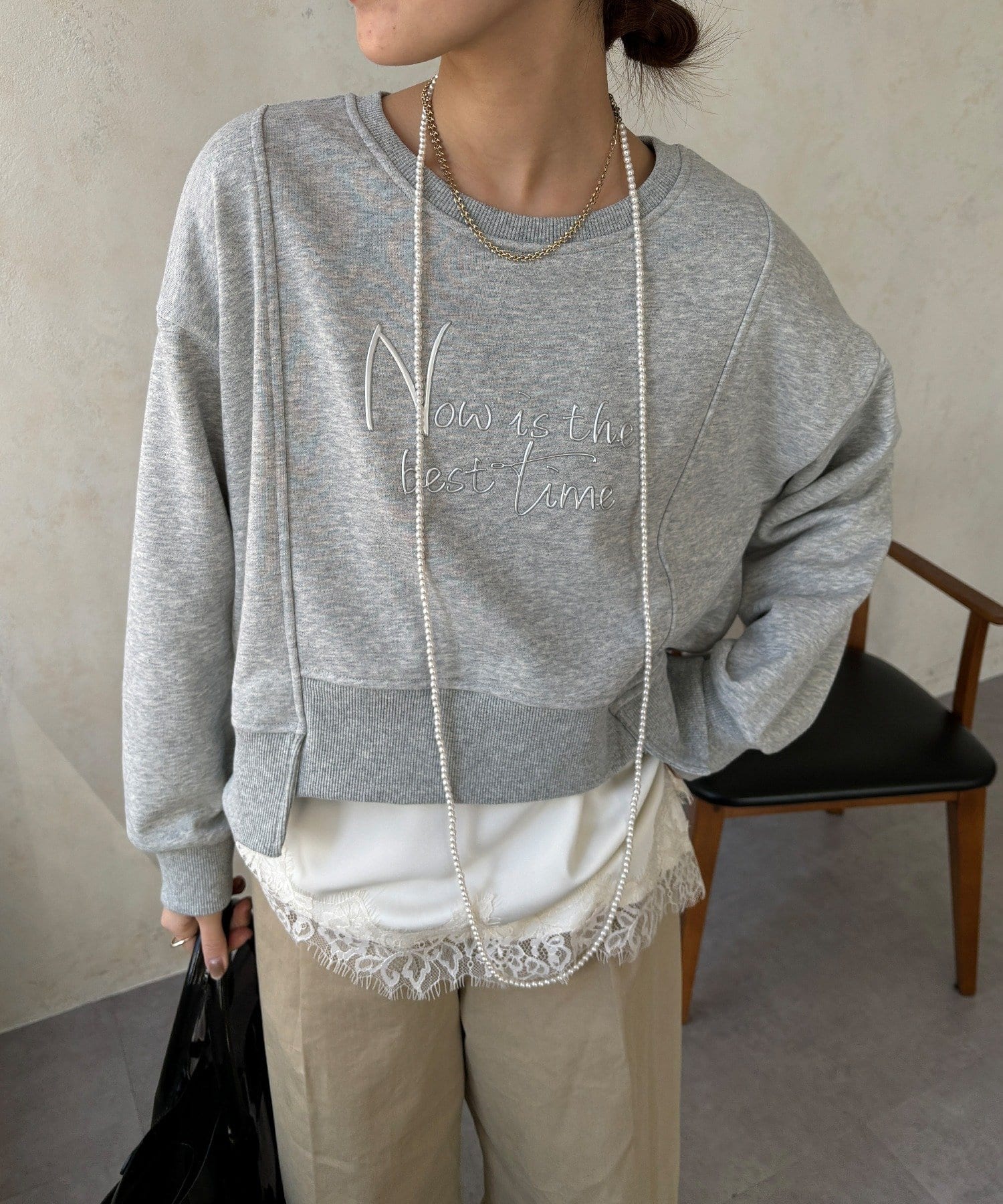 OUTLET(アウトレット) 【DouDou】バックジップロゴプルオーバー