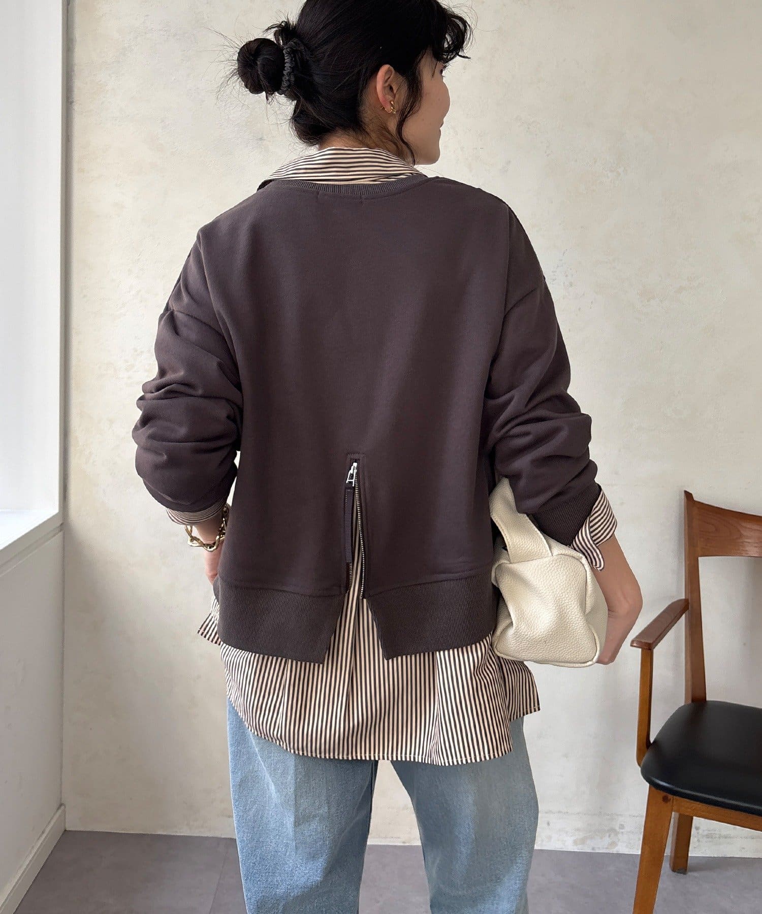 OUTLET(アウトレット) 【DouDou】バックジップロゴプルオーバー