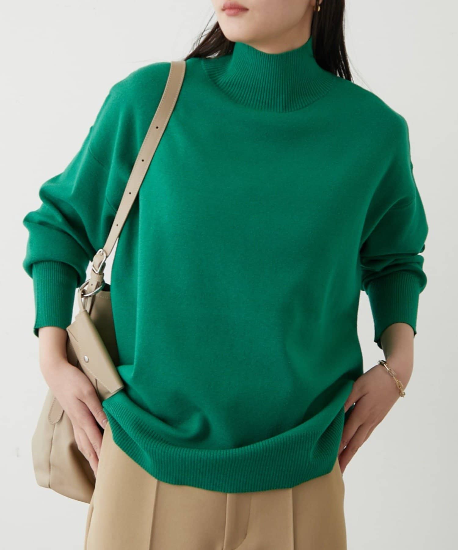 OUTLET(アウトレット) 【Loungedress】総針ハイネックニット