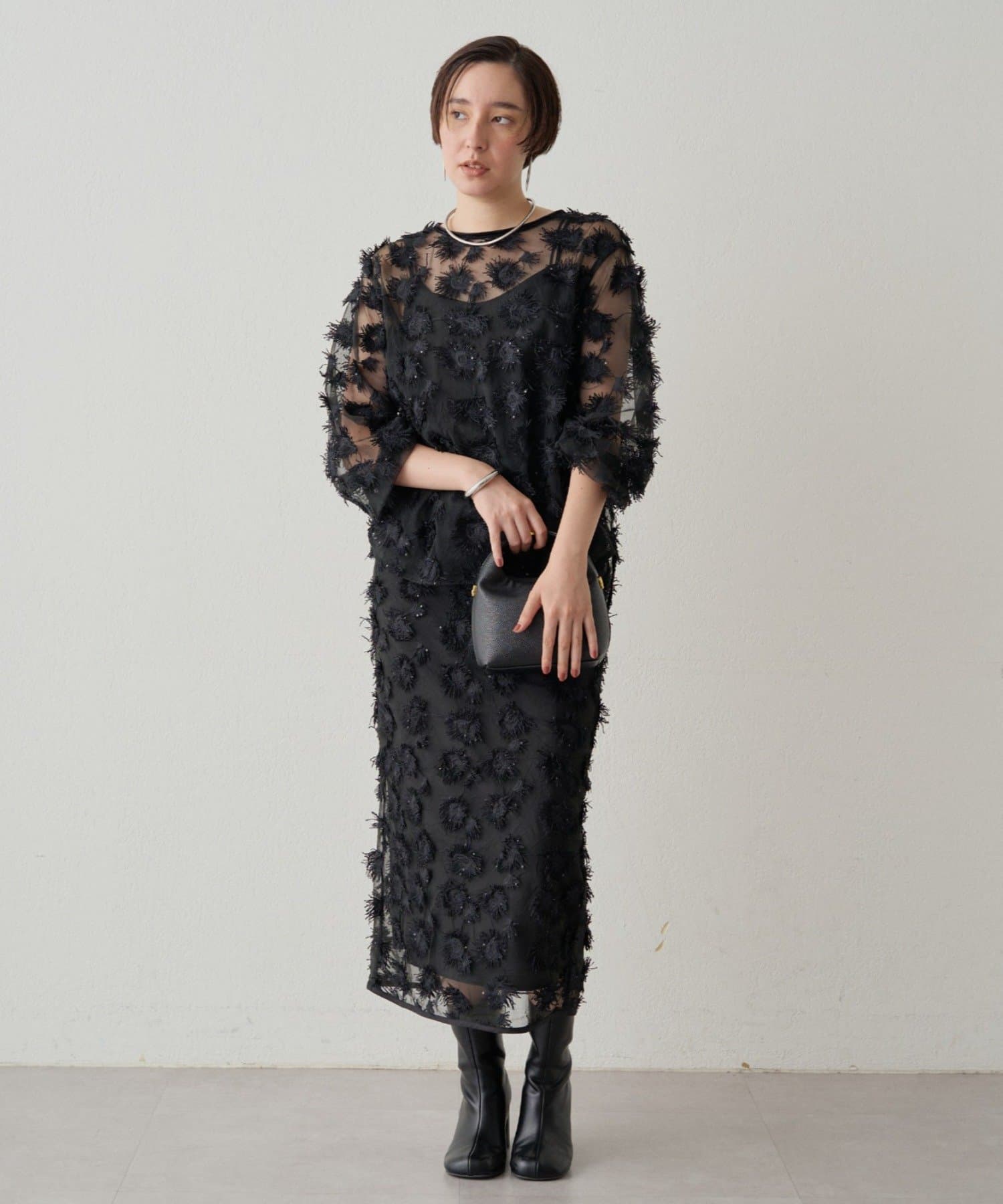 Loungedress】【Atelier N5】ジャガードシアーブラウス | OUTLET