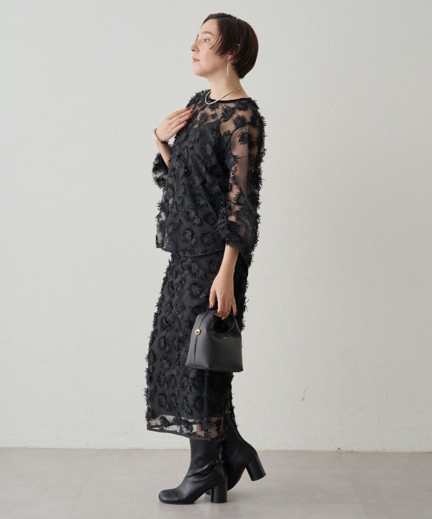 Loungedress】【Atelier N5】ジャガードシアーブラウス | OUTLET