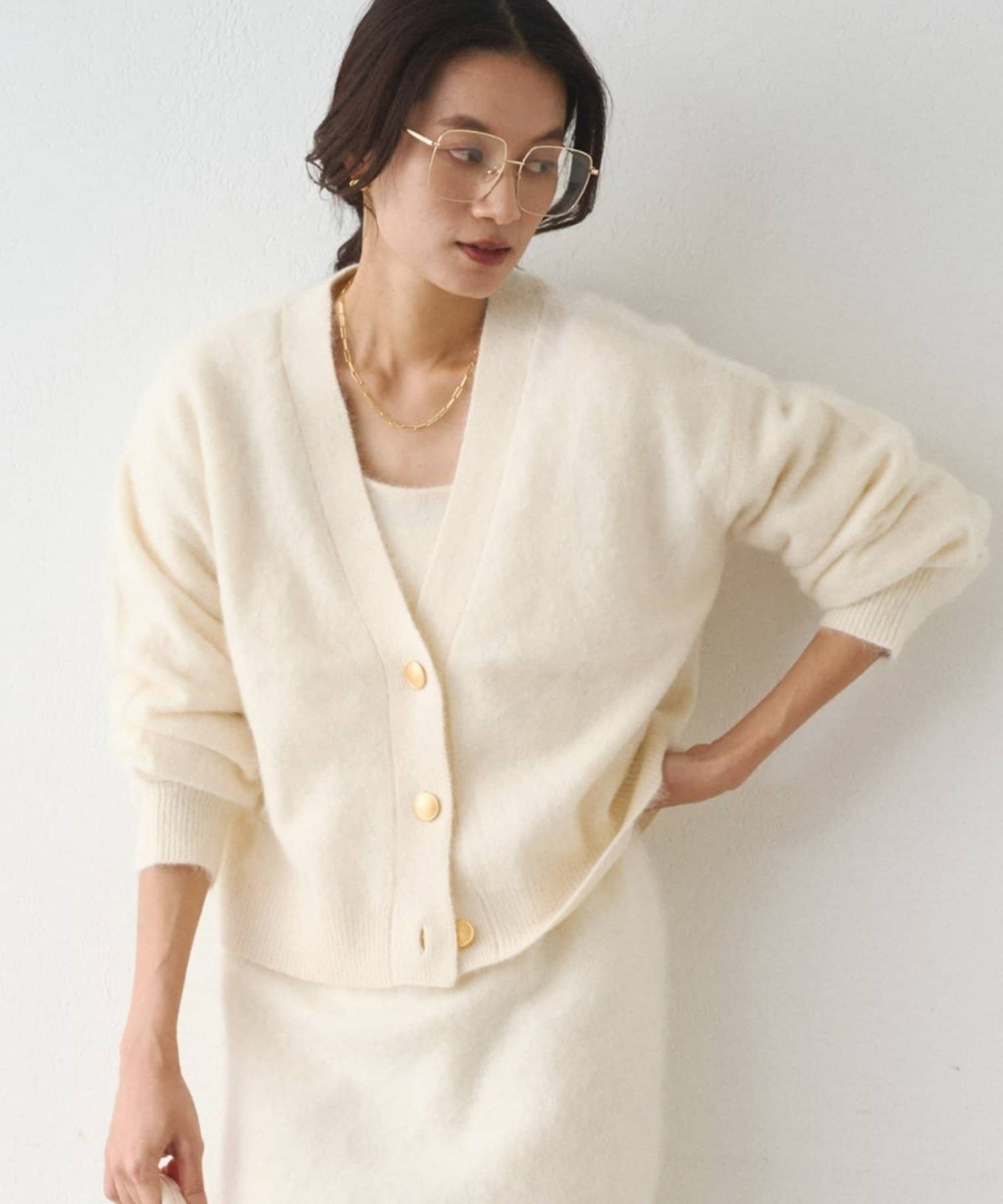 OUTLET(アウトレット) 【Loungedress】シャギーショートニットカーディガン