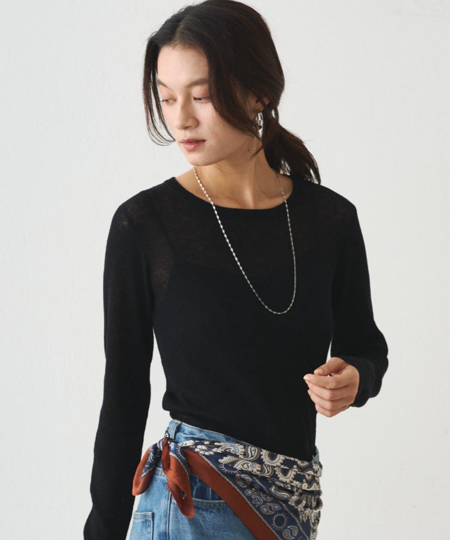 OUTLET(アウトレット) 【Loungedress】シアーニットプルオーバー