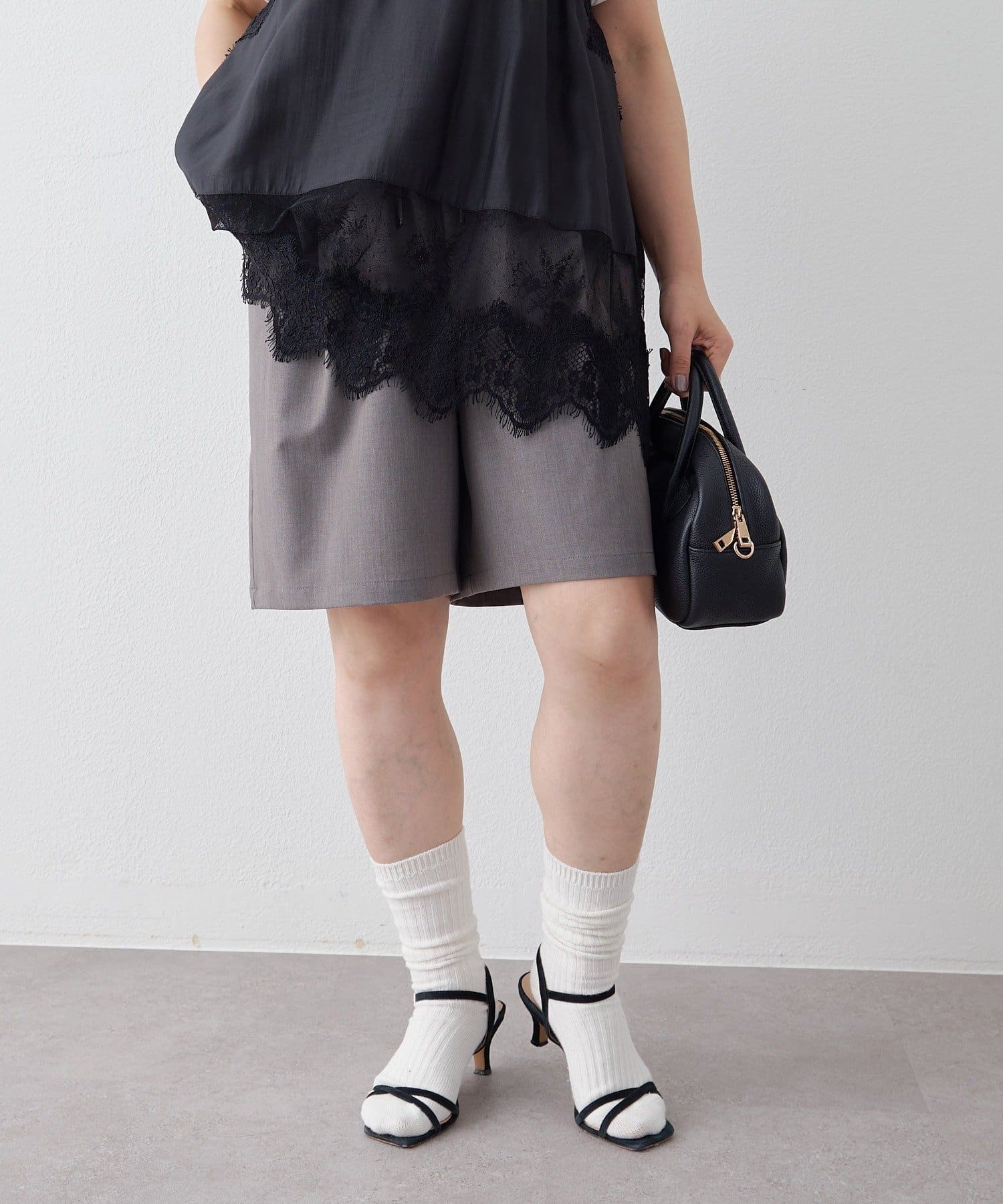 NICE CLAUP / OLIVE des OLIVE OUTLET(ナイスクラップ  / オリーブ デ オリーブ アウトレット) 【PUAL CE CIN】ウエストドロスト１タックバミューダパンツ