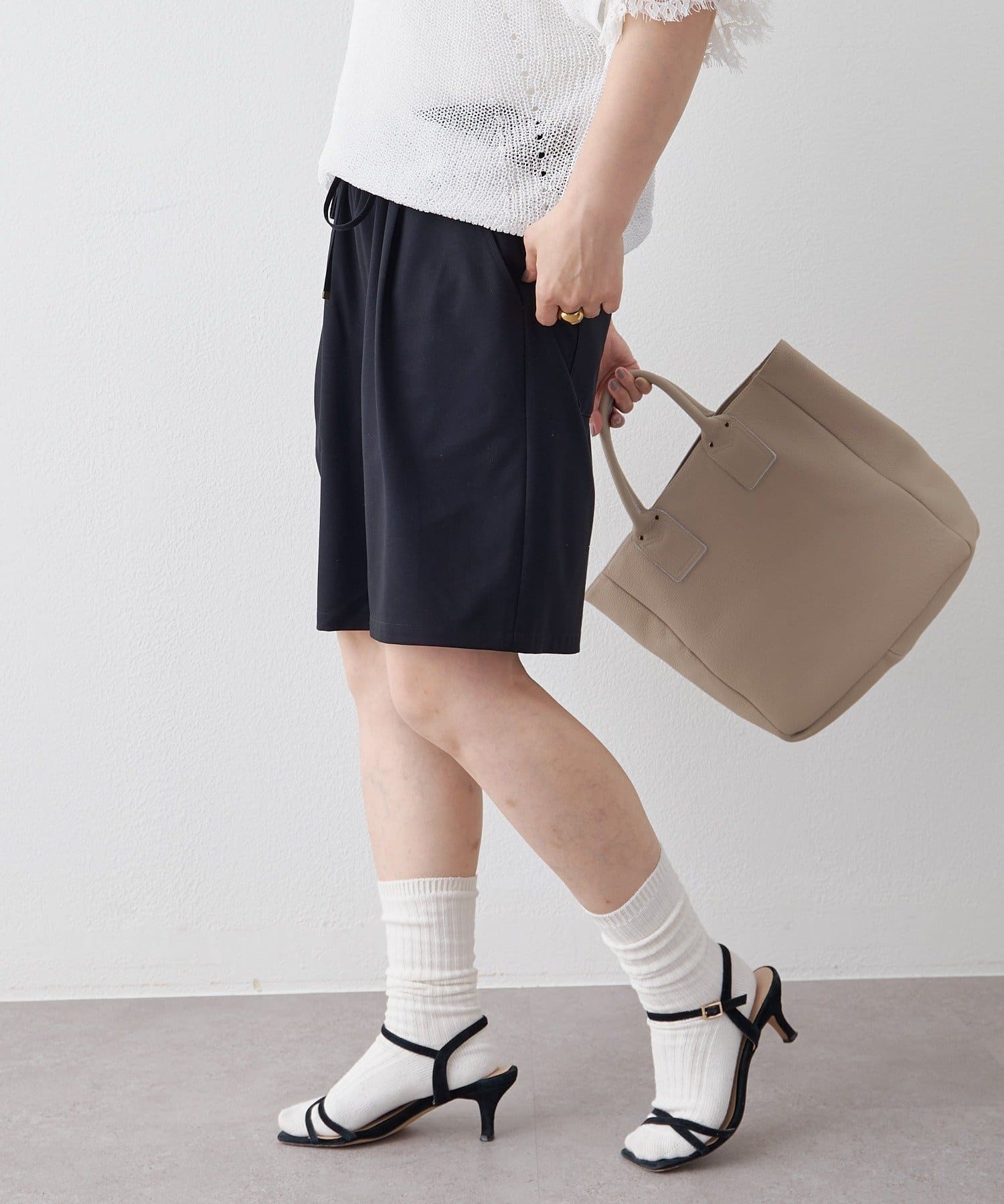 NICE CLAUP / OLIVE des OLIVE OUTLET(ナイスクラップ  / オリーブ デ オリーブ アウトレット) 【PUAL CE CIN】ウエストドロスト１タックバミューダパンツ