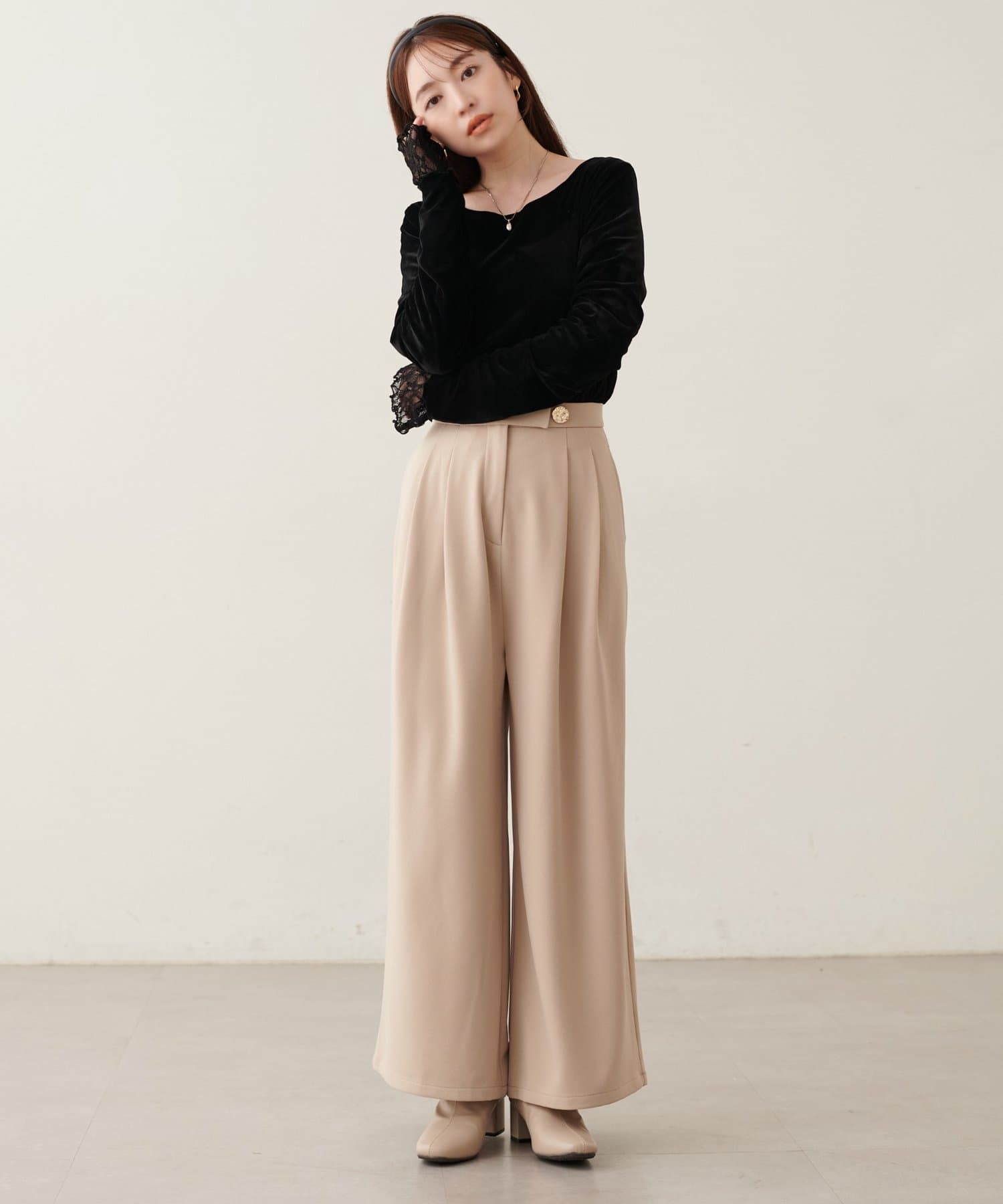 natural couture(ナチュラルクチュール) シアーベロア×レースリバーシブルTOPS
