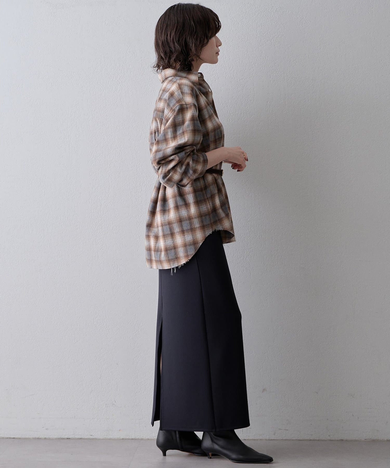 Whim Gazette(ウィム ガゼット) 2wayシャギーチェックシャツ