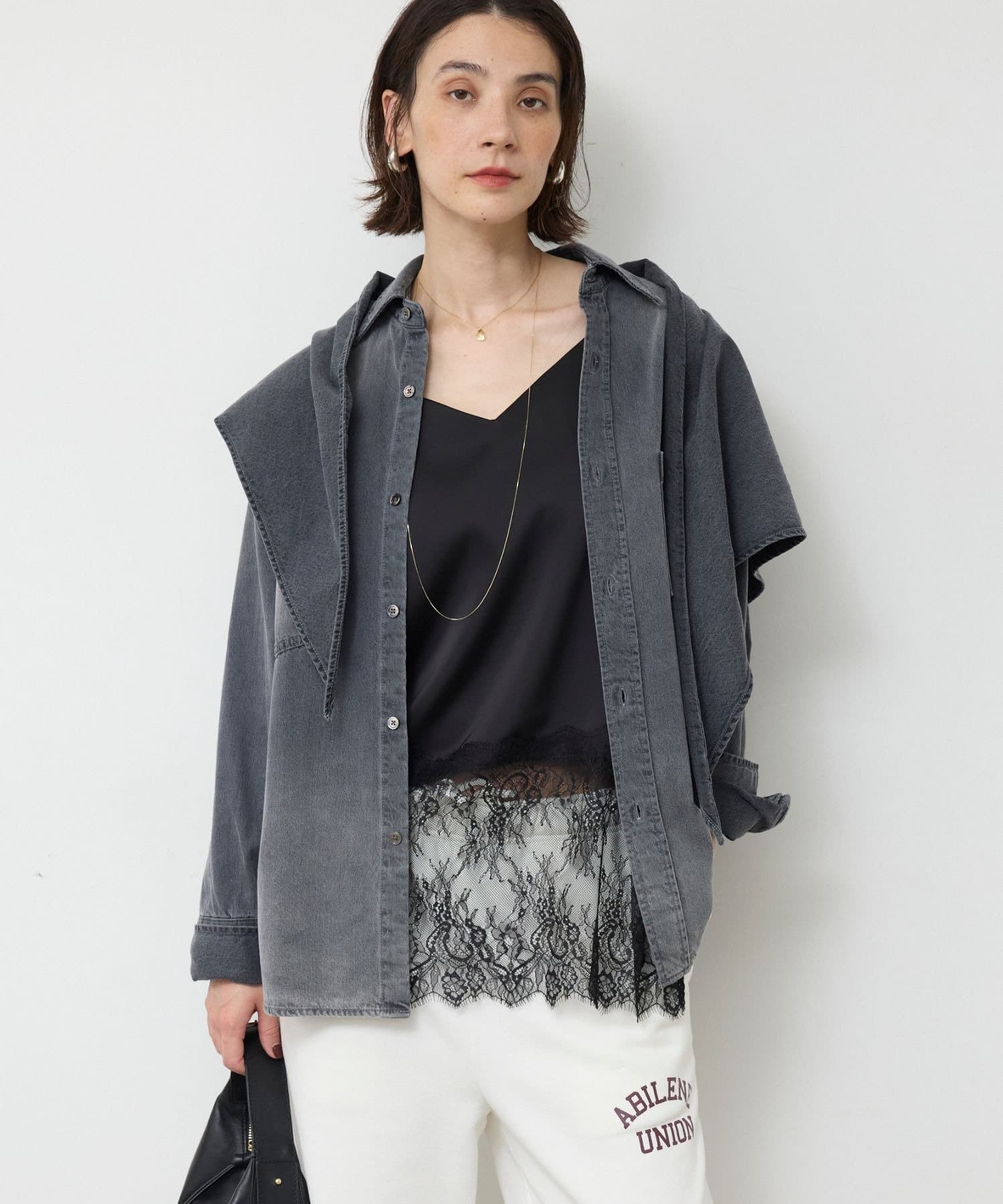 【スカーフ付き】カシュクールデニムシャツ