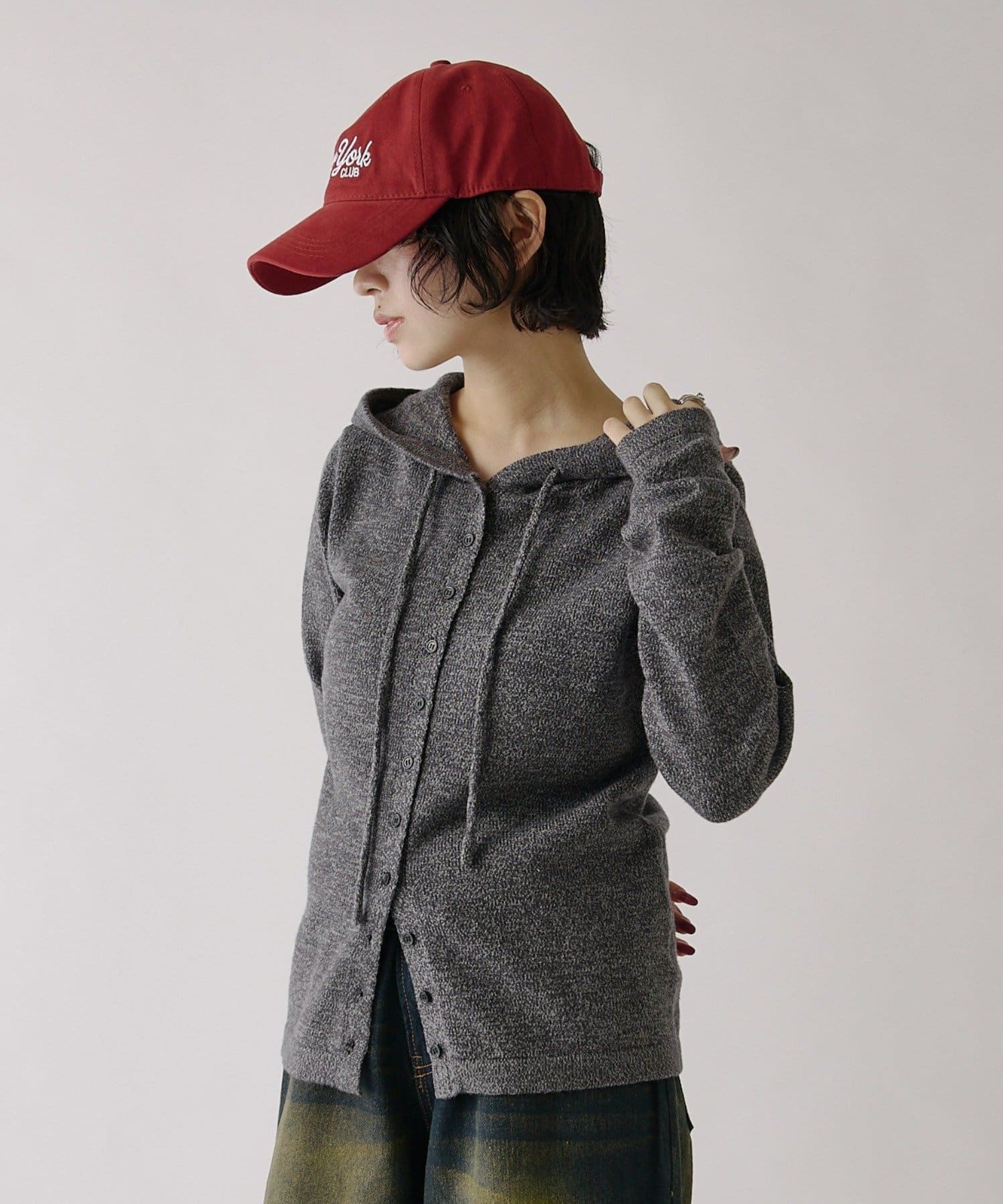 -goocy-(グーシー) 【セレクトアイテム】ウールライクミックスフードカーディガン