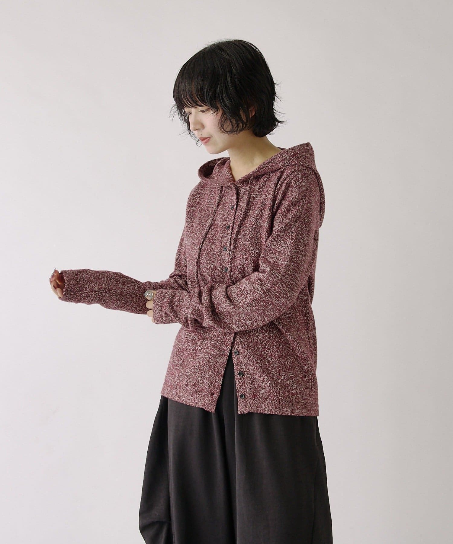 -goocy-(グーシー) 【セレクトアイテム】ウールライクミックスフードカーディガン