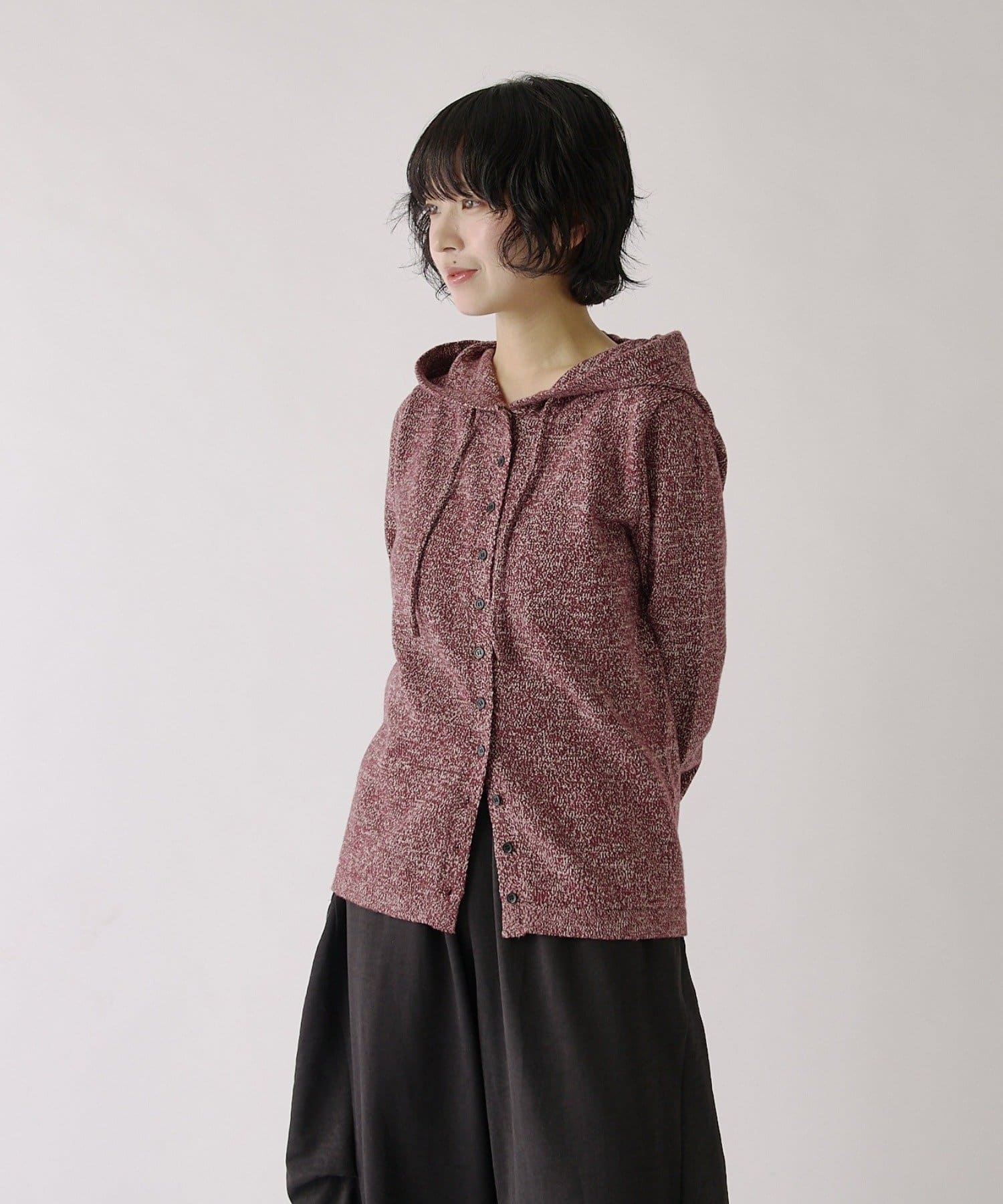 -goocy-(グーシー) 【セレクトアイテム】ウールライクミックスフードカーディガン