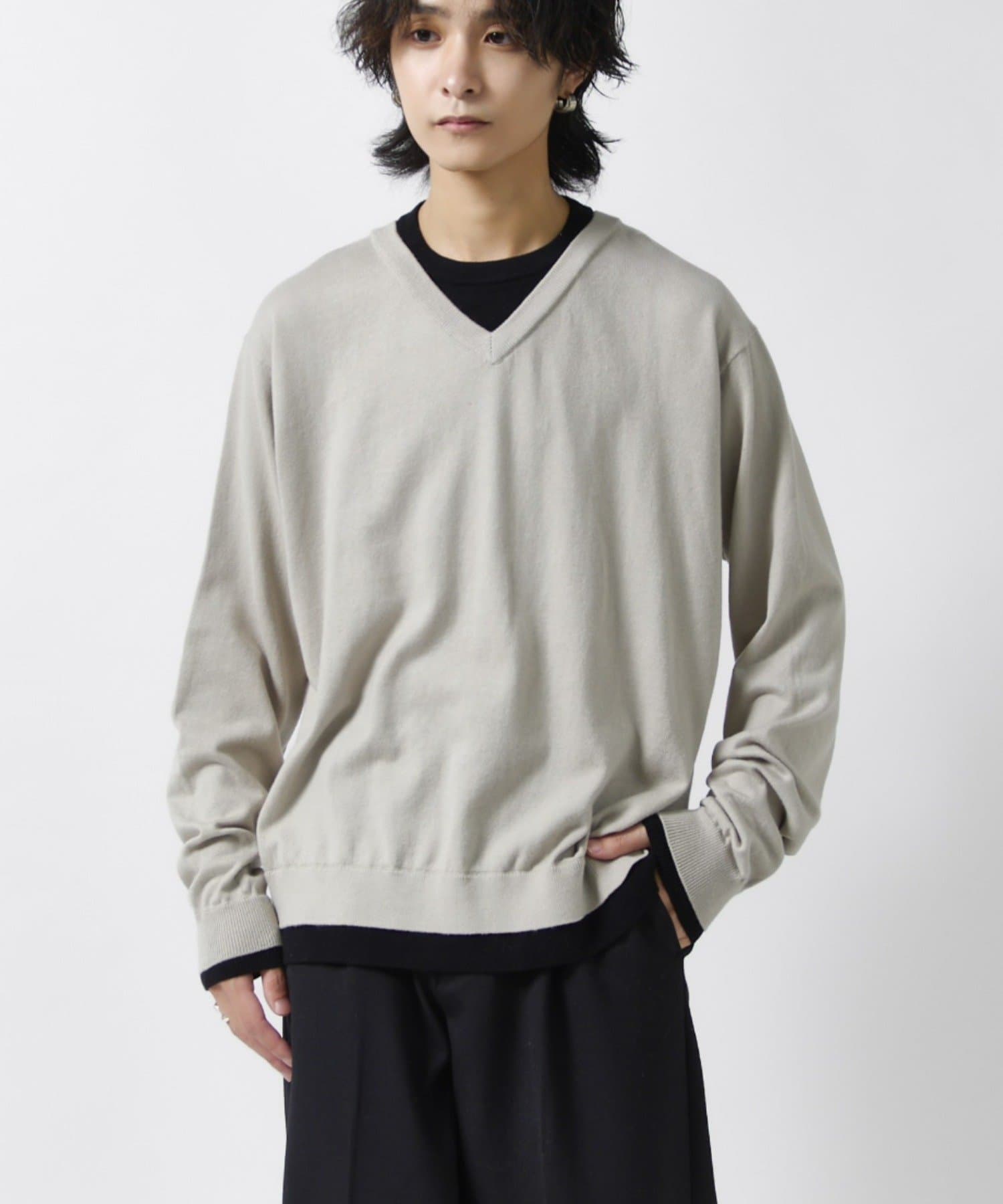 Lui's(ルイス) コットンVネックレイヤードニット