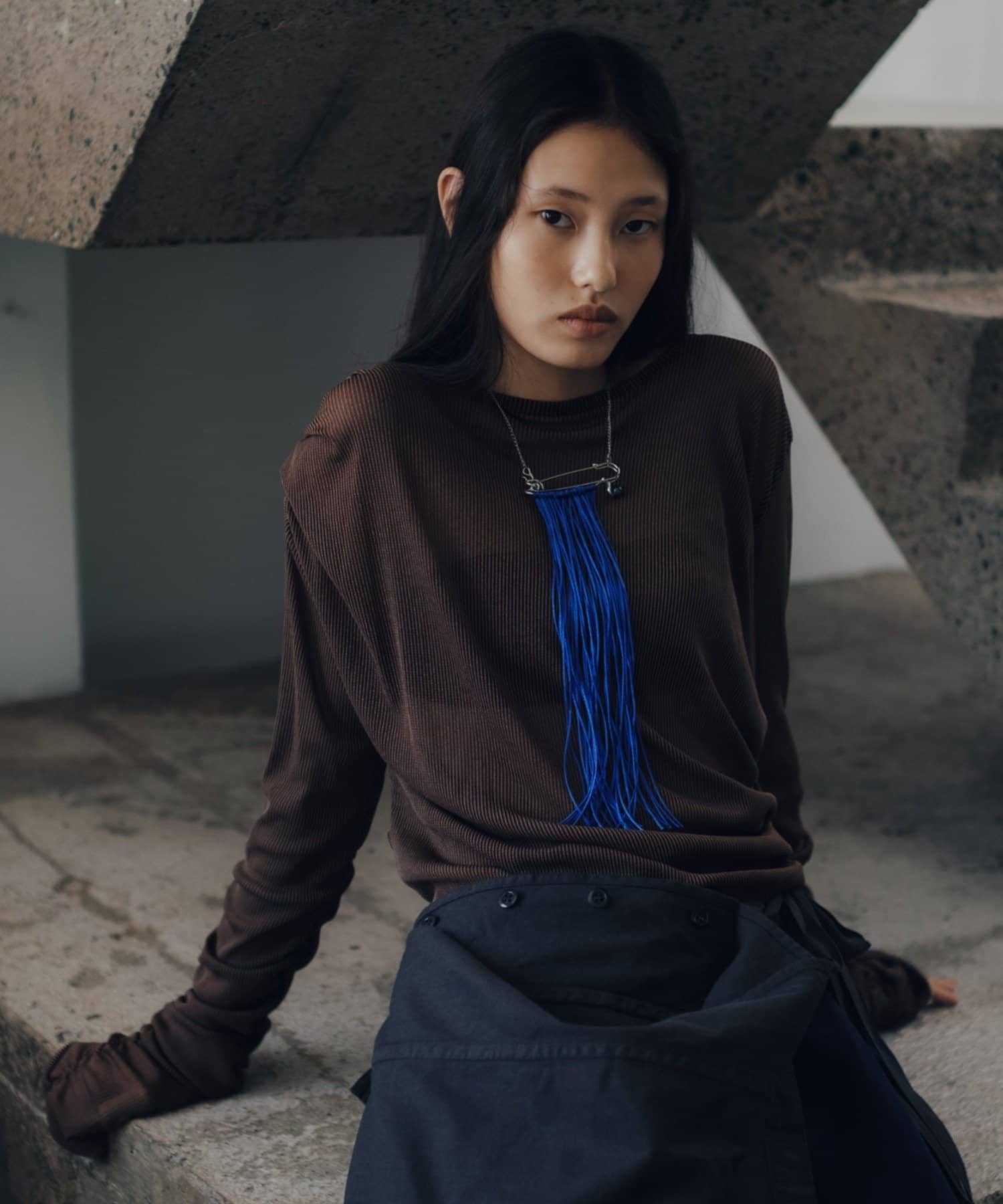 OUTLET(アウトレット) 【Pasterip】Gathering sheer top