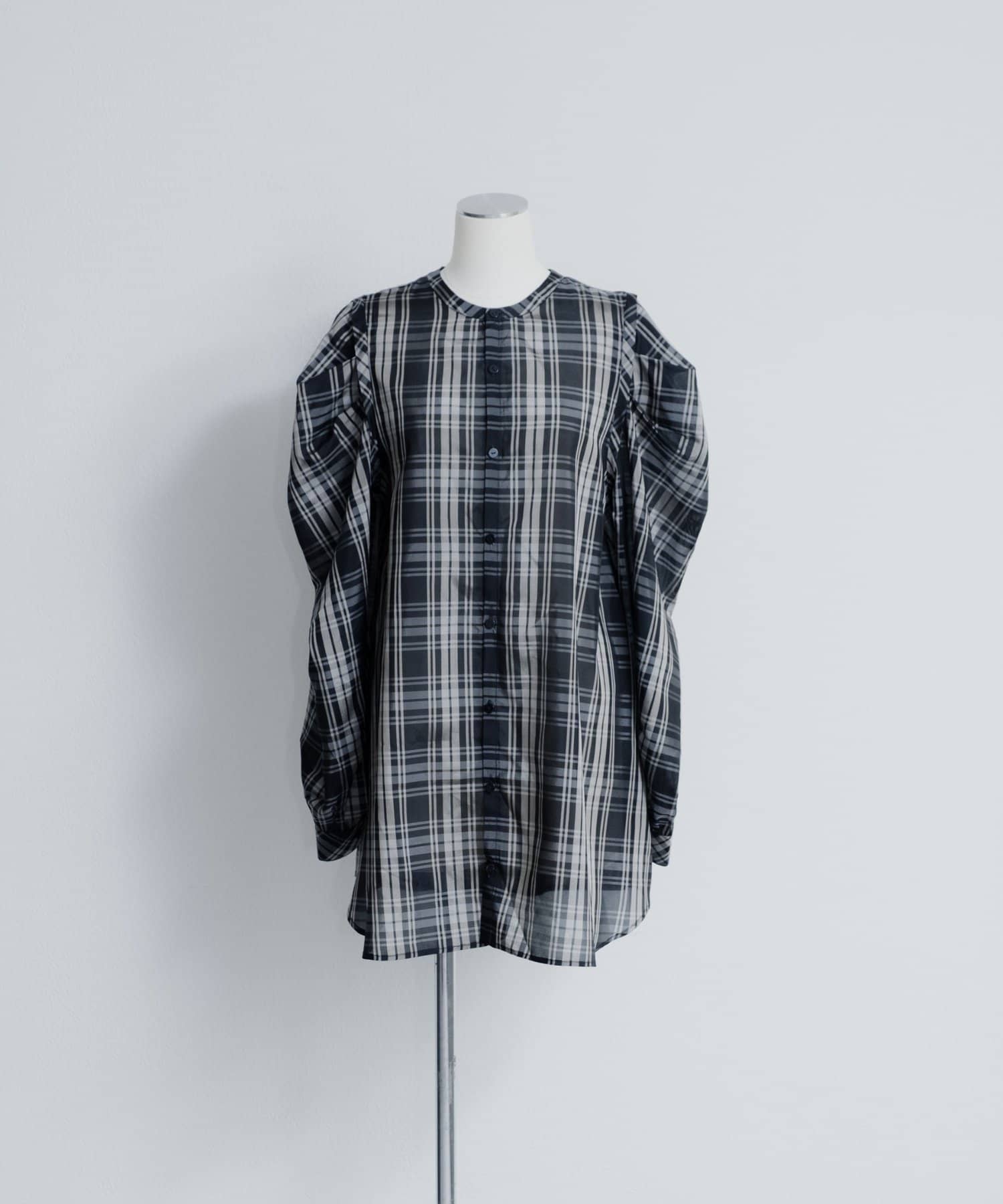 OUTLET(アウトレット) 【Pasterip】Check power shoulder blouse