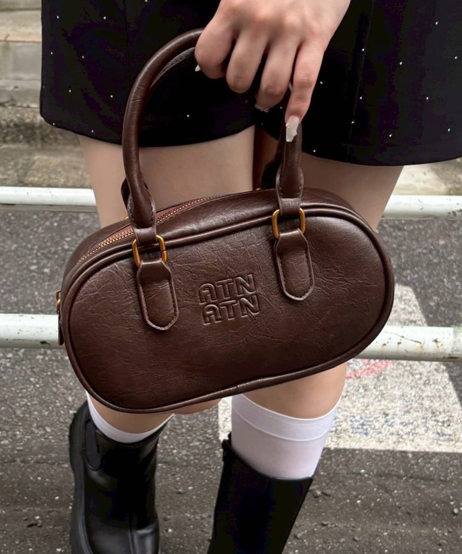 NICE CLAUP / OLIVE des OLIVE OUTLET(ナイスクラップ  / オリーブ デ オリーブ アウトレット) 【RMAF】ロゴミニボストンバッグ