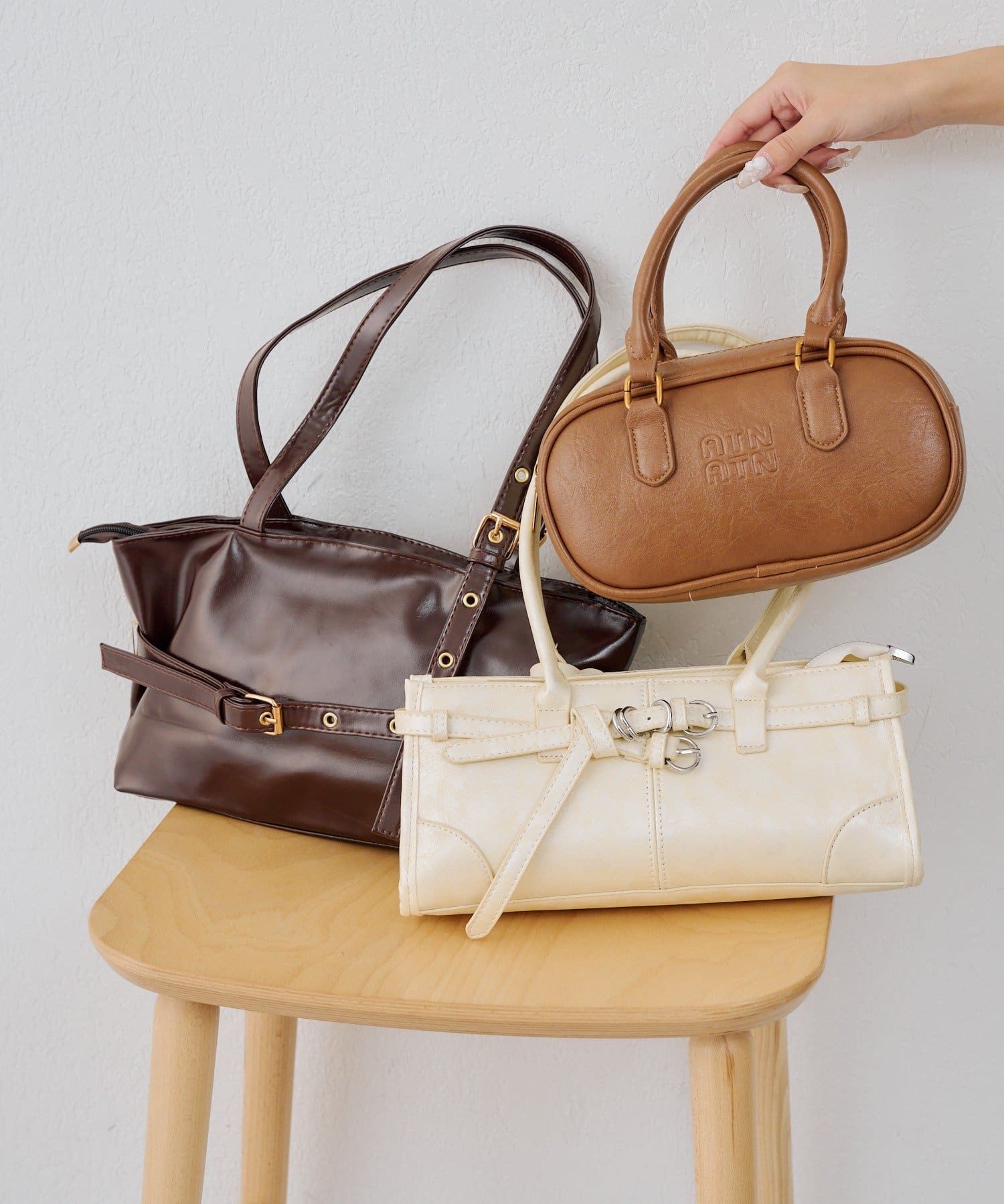 NICE CLAUP / OLIVE des OLIVE OUTLET(ナイスクラップ  / オリーブ デ オリーブ アウトレット) 【RMAF】ロゴミニボストンバッグ