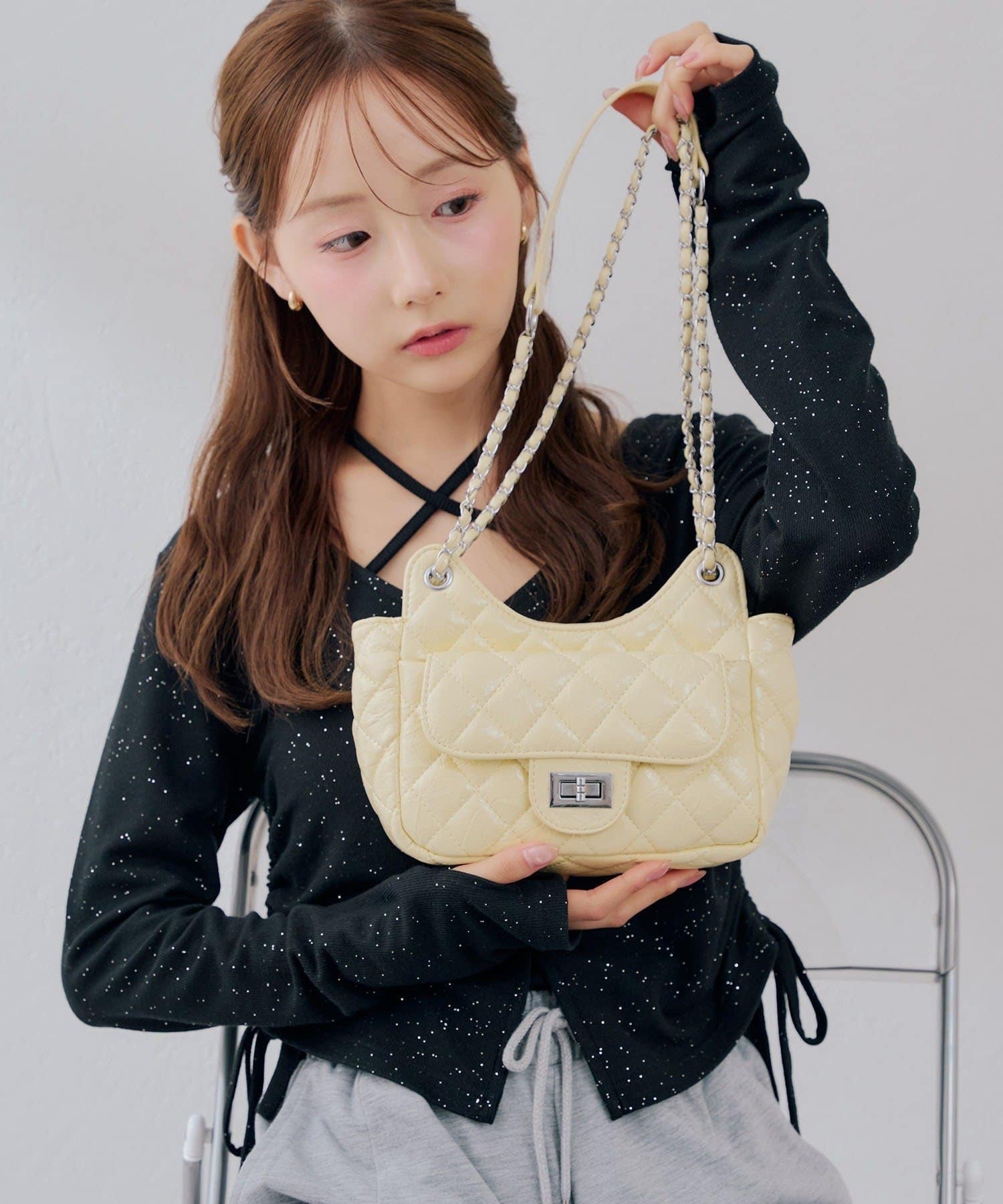 NICE CLAUP / OLIVE des OLIVE OUTLET(ナイスクラップ  / オリーブ デ オリーブ アウトレット) 【RMAF】キルティングショルダーバッグ