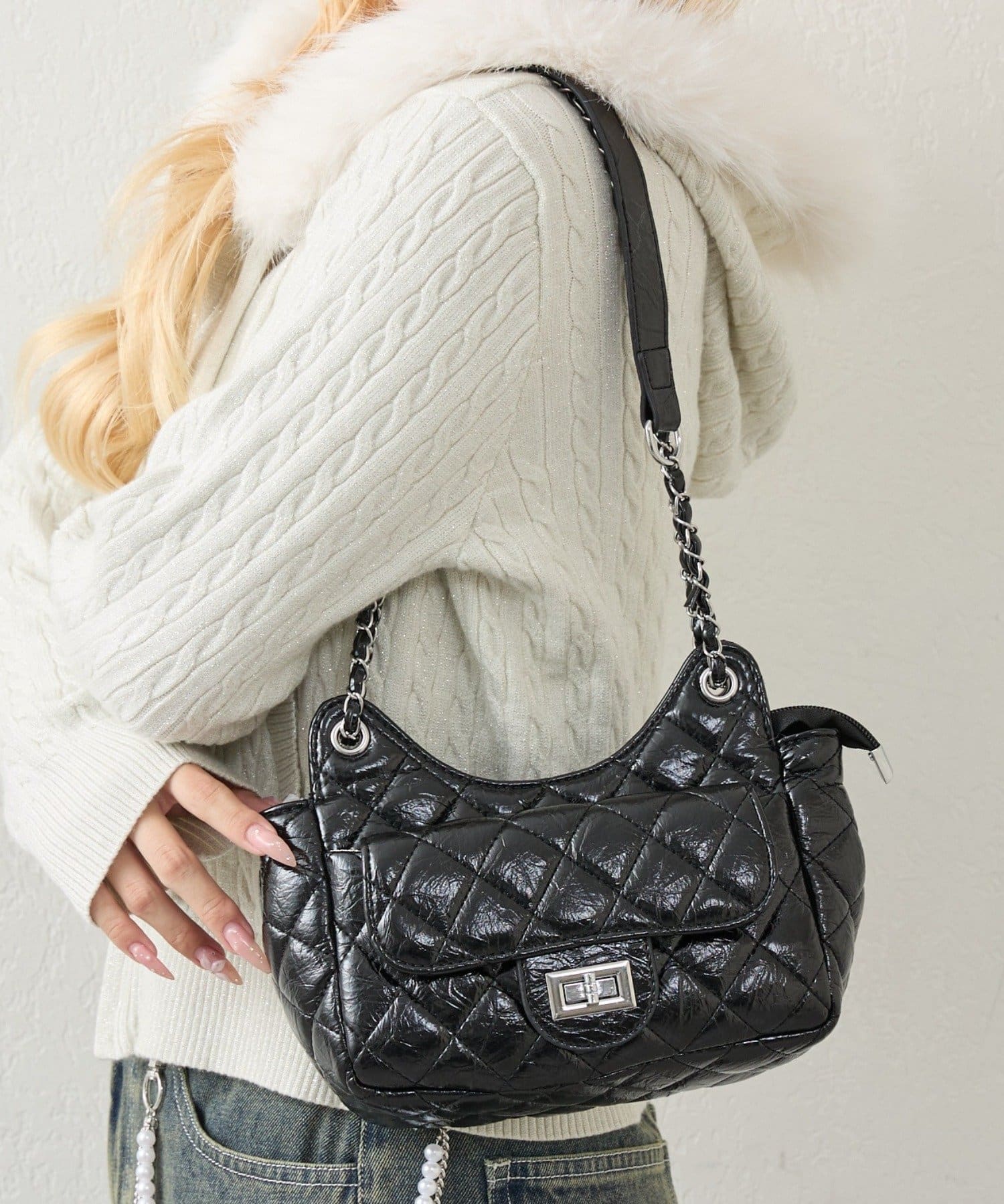 NICE CLAUP / OLIVE des OLIVE OUTLET(ナイスクラップ  / オリーブ デ オリーブ アウトレット) 【RMAF】キルティングショルダーバッグ