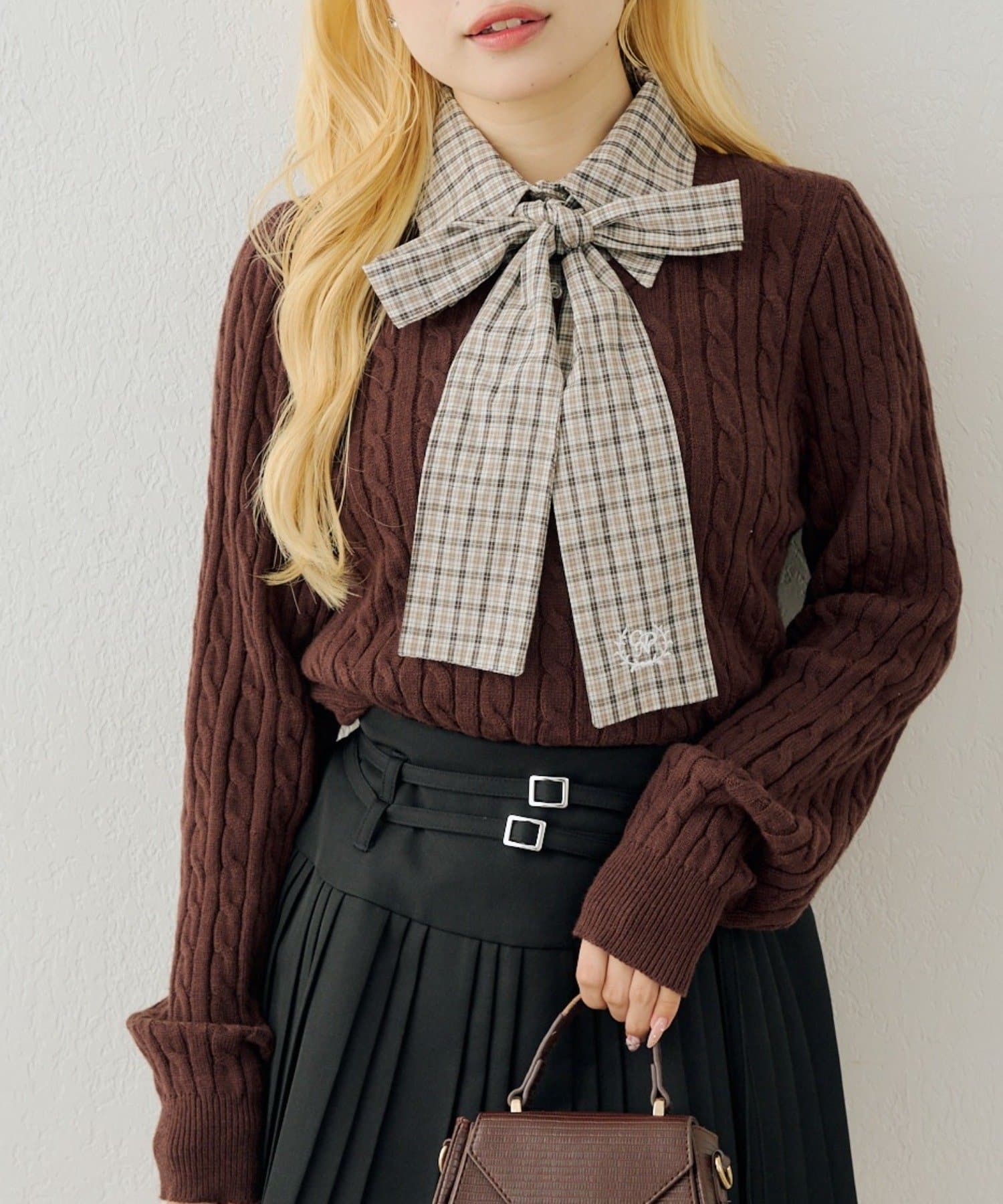 NICE CLAUP / OLIVE des OLIVE OUTLET(ナイスクラップ  / オリーブ デ オリーブ アウトレット) 【continuer】ドッキングボウタイ長袖ニット