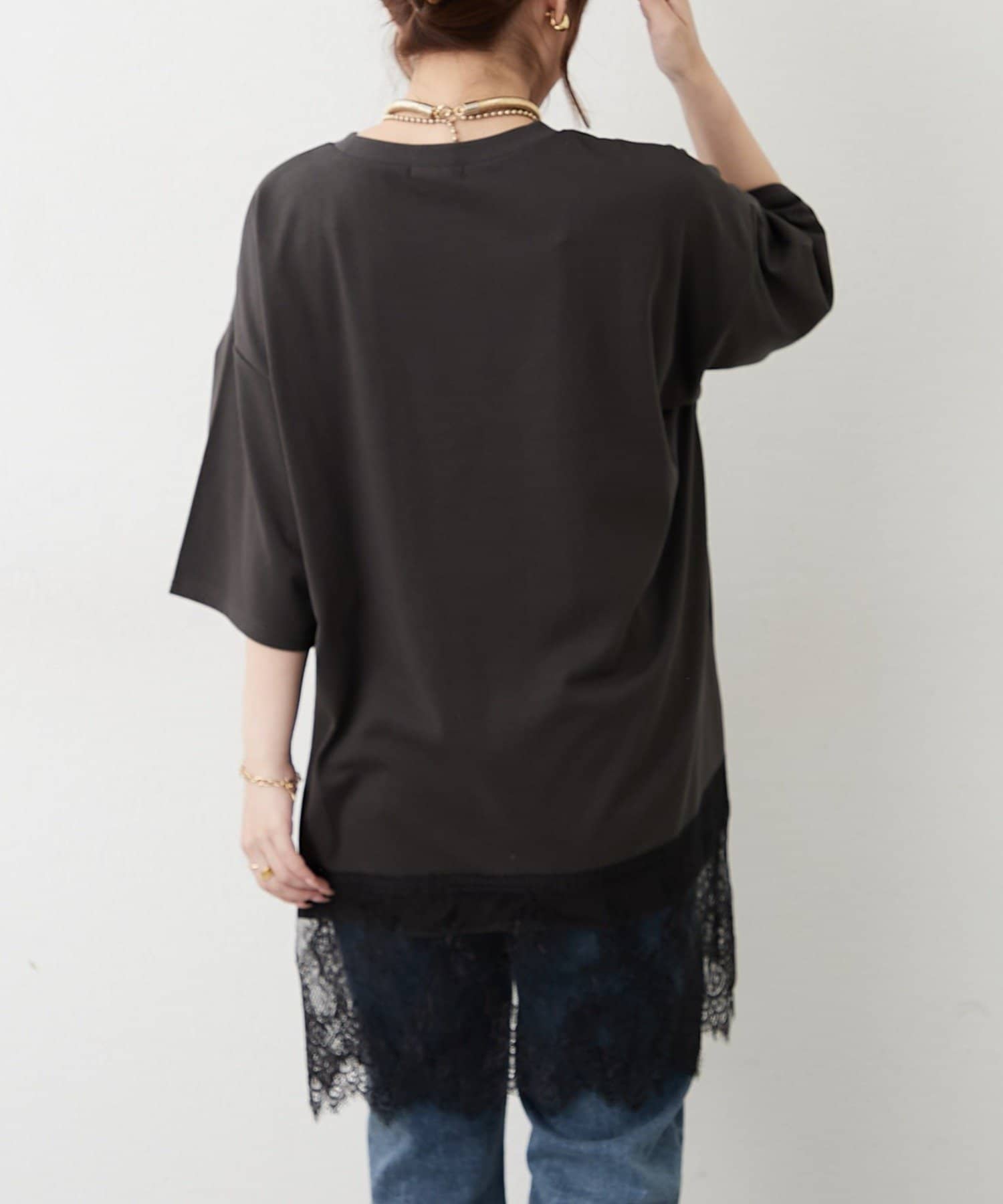 Remind me and forever(リマインドミーアンドフォーエバー) 裾レースチュニックTシャツ