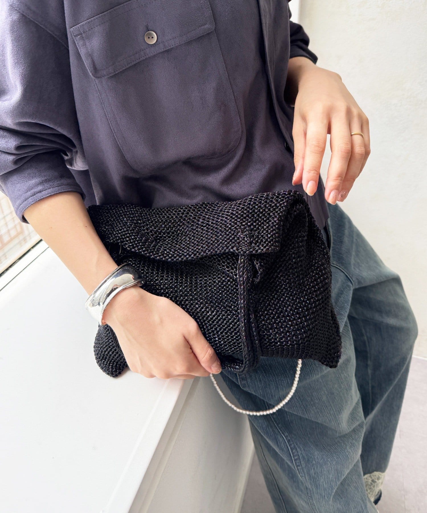 DOUDOU(ドゥドゥ) 【WEB限定】ラメ糸編みトートバッグ