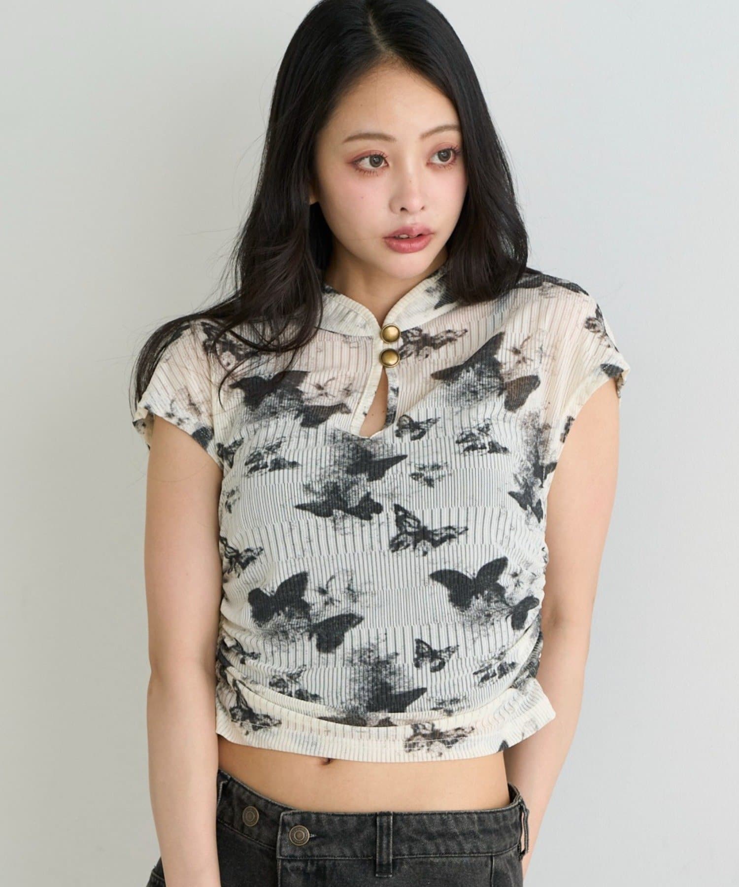 RAY CASSIN(レイカズン) チャイナシアーTシャツ