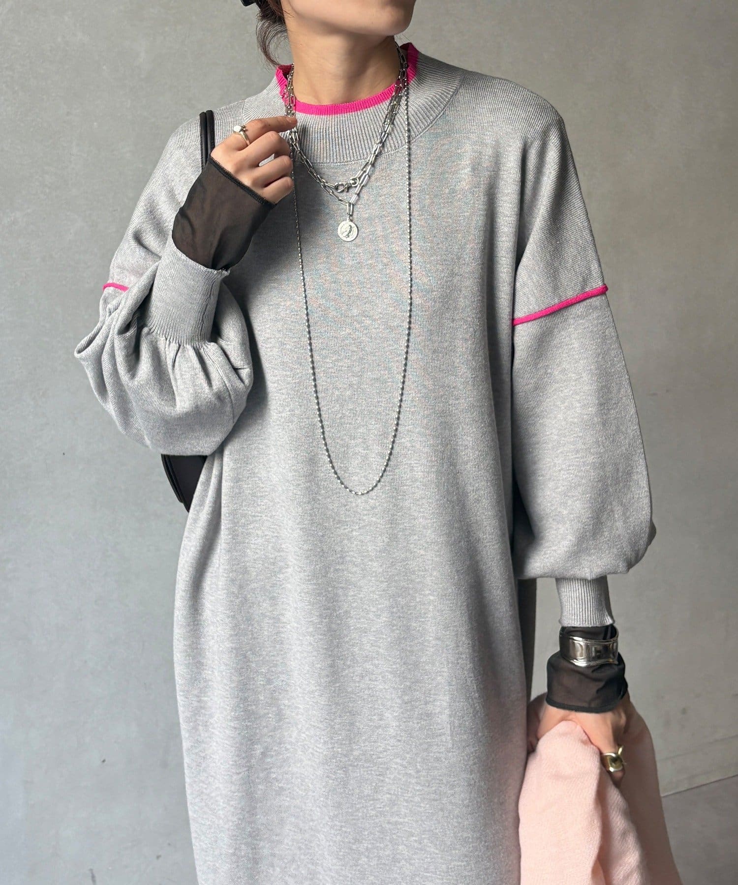 DOUDOU(ドゥドゥ) 【WEB限定】配色オーバーサイズロングワンピース