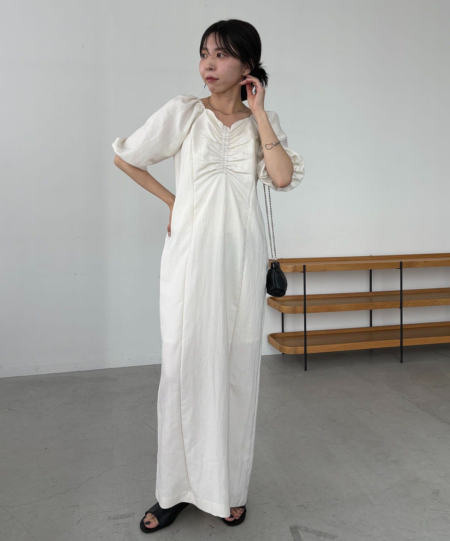 CAPRICIEUX LE'MAGE】ウェーブネックギャザーワンピース | OUTLET
