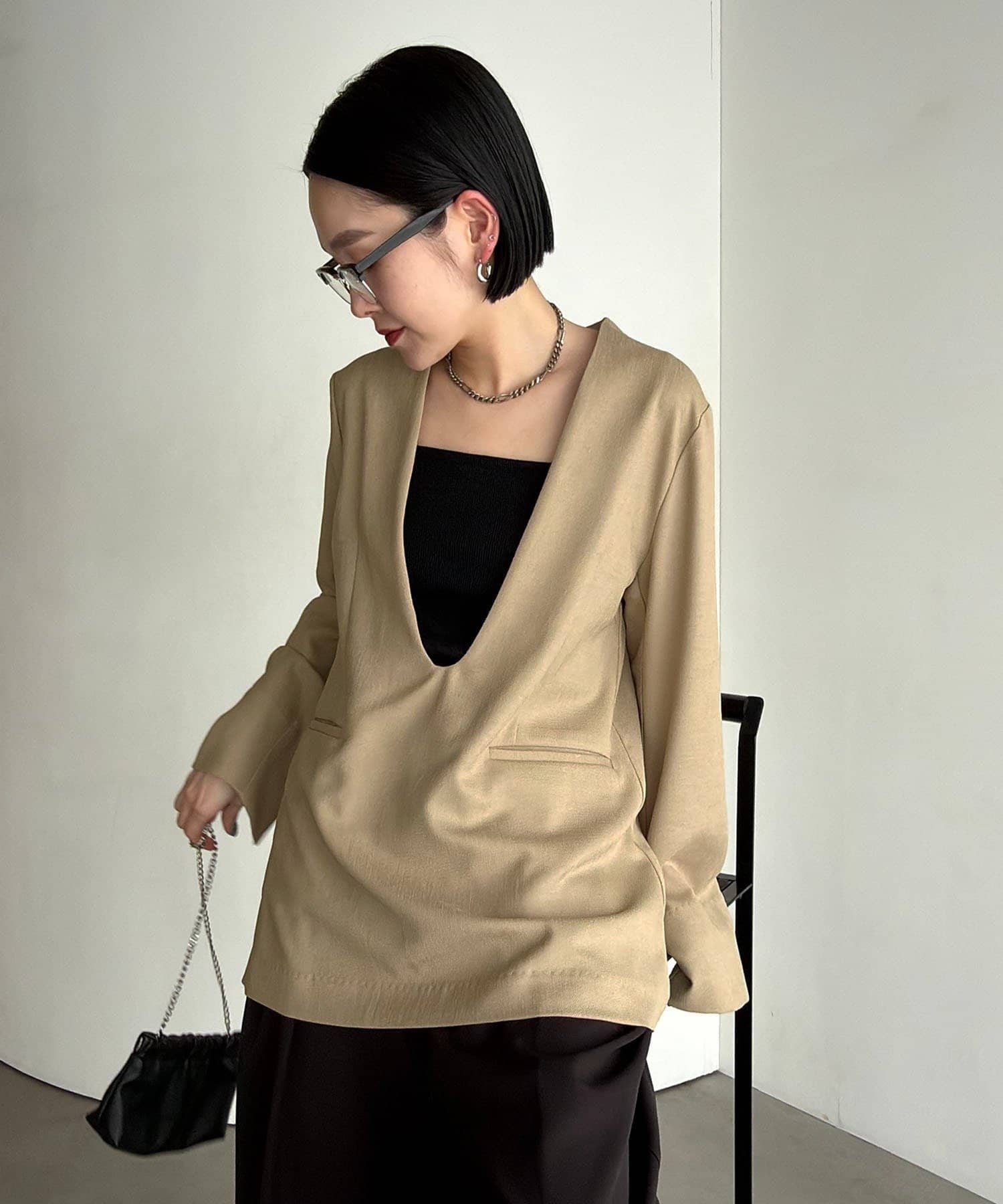 CAPRICIEUX LE'MAGE】深Vネックジャケットプルオーバー | OUTLET