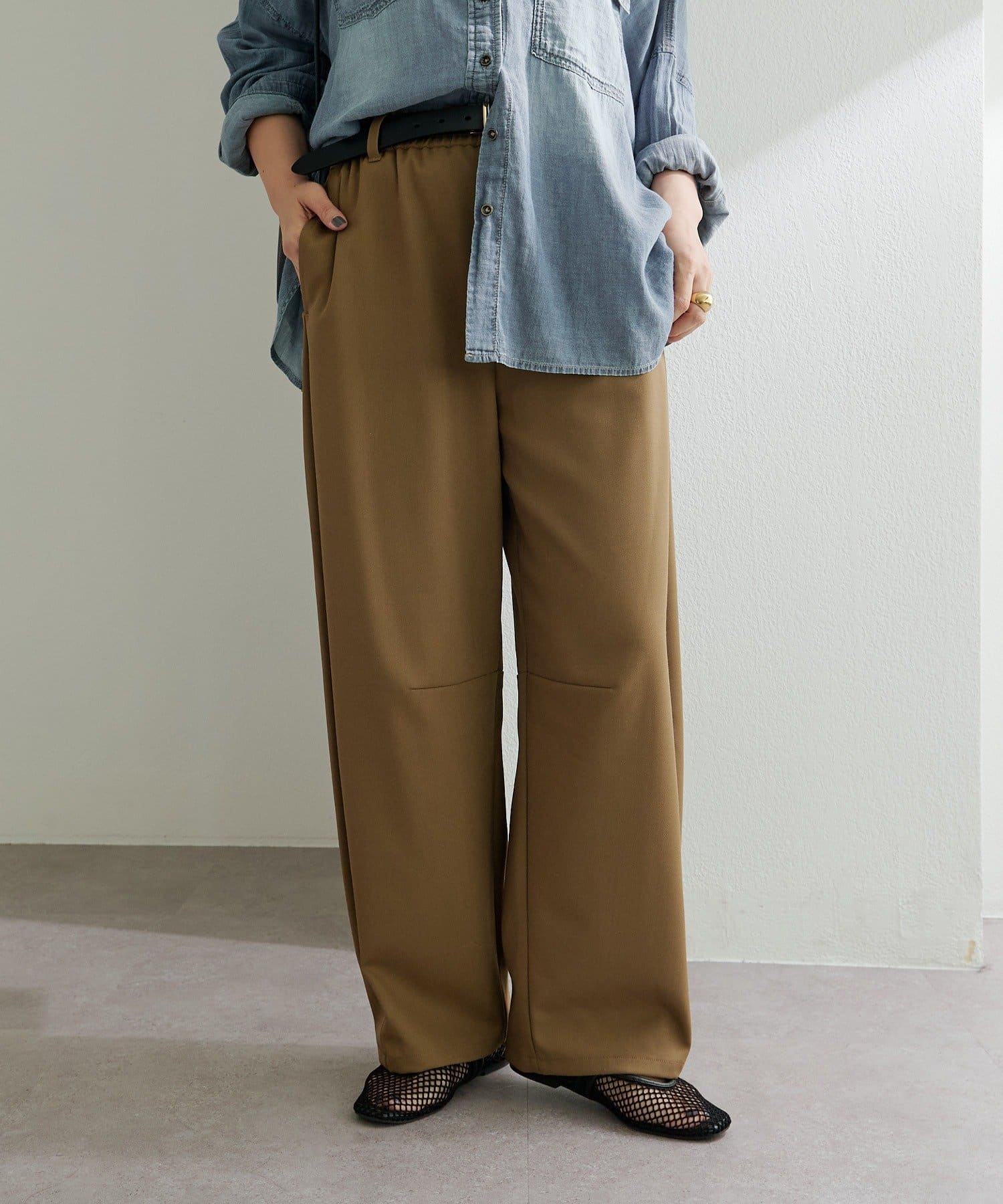 PUAL CE CIN(ピュアルセシン) ストレッチカーブシルエットパンツ
