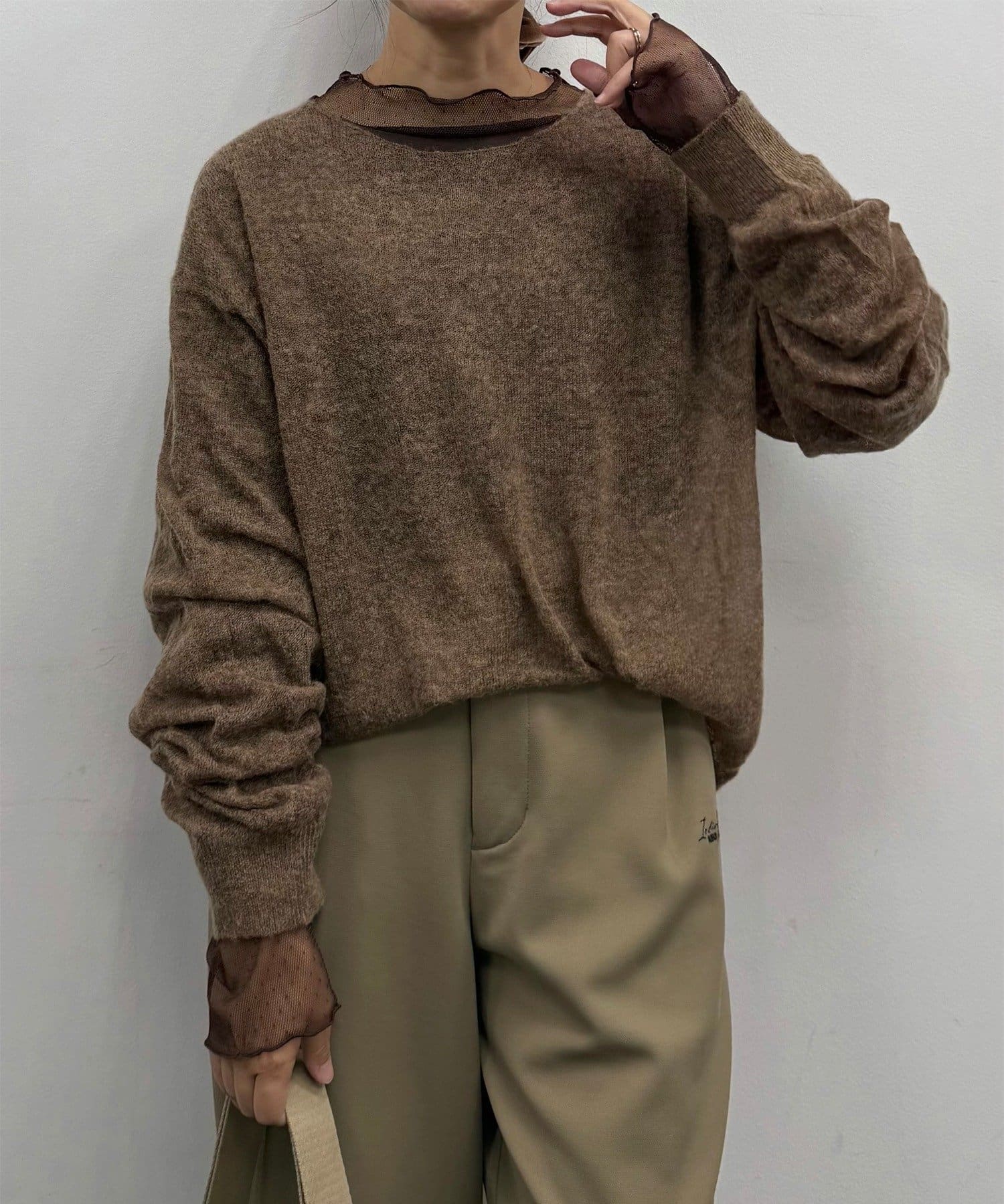 PUAL CE CIN(ピュアルセシン) モヘア混ニットプルオーバー