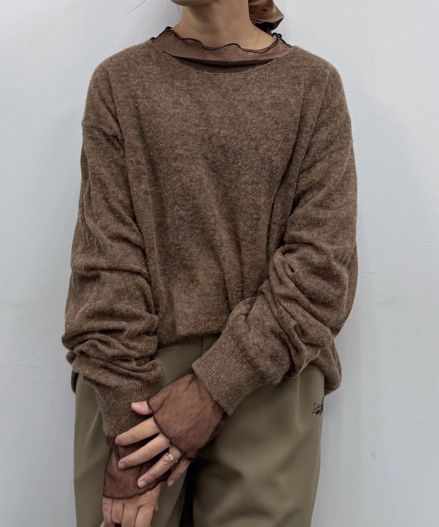 PUAL CE CIN(ピュアルセシン) モヘア混ニットプルオーバー