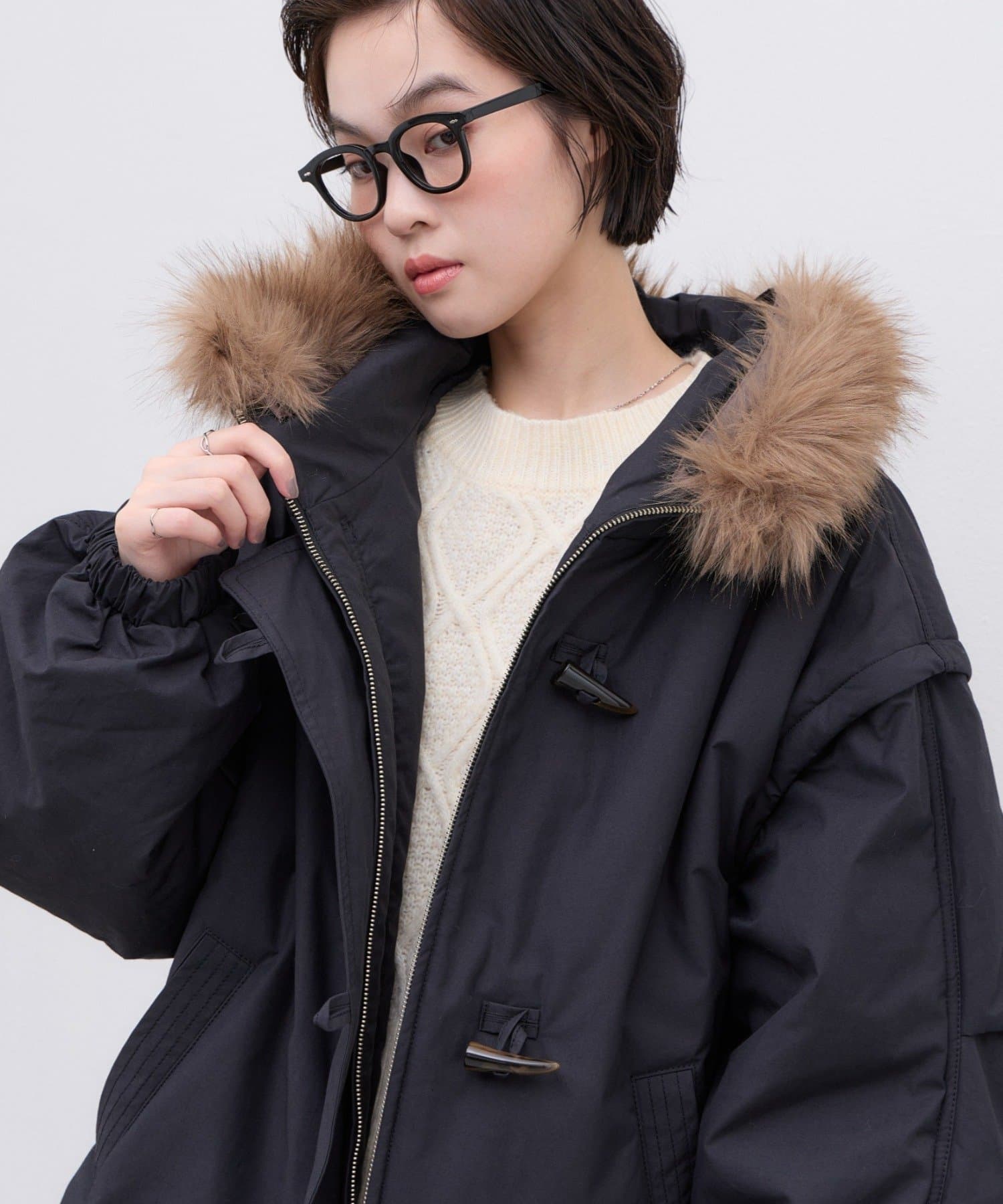 CIAOPANIC TYPY(チャオパニックティピー) ∴【マルチウェイ】ファー付き中綿ダッフルショートブルゾン