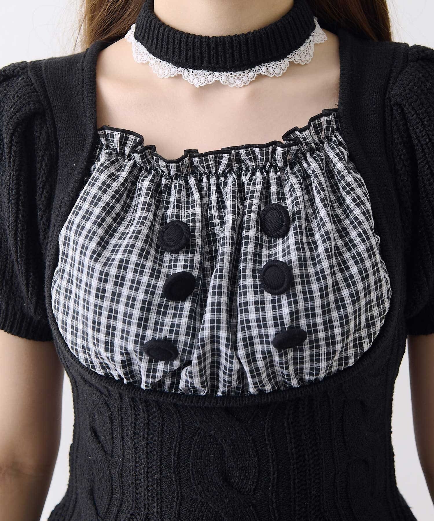 Belle Charme(ベルシャルム) Cable Knit Peplum Tops