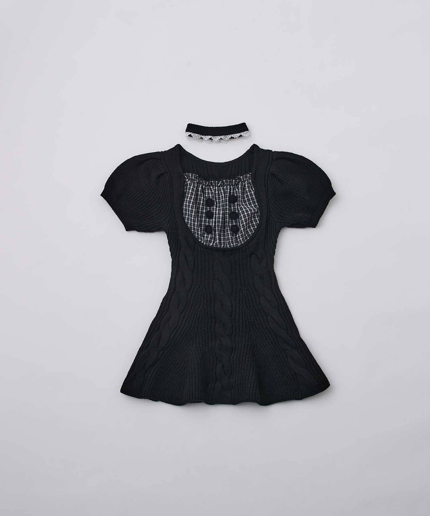 Belle Charme(ベルシャルム) Cable Knit Peplum Tops