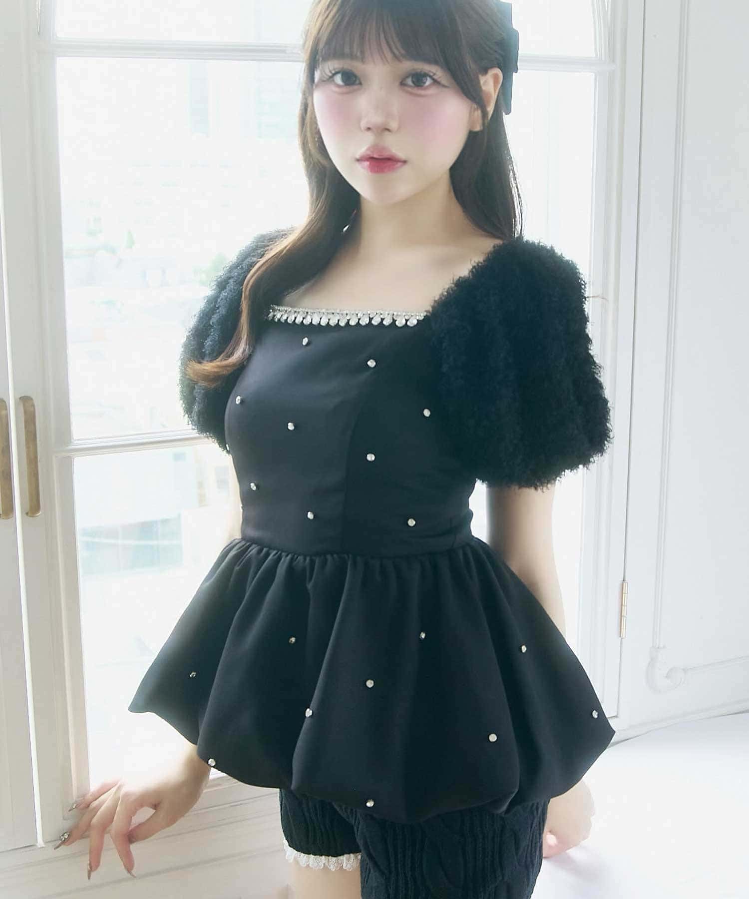 Belle Charme(ベルシャルム) Jewel Ballon Peplum Tops