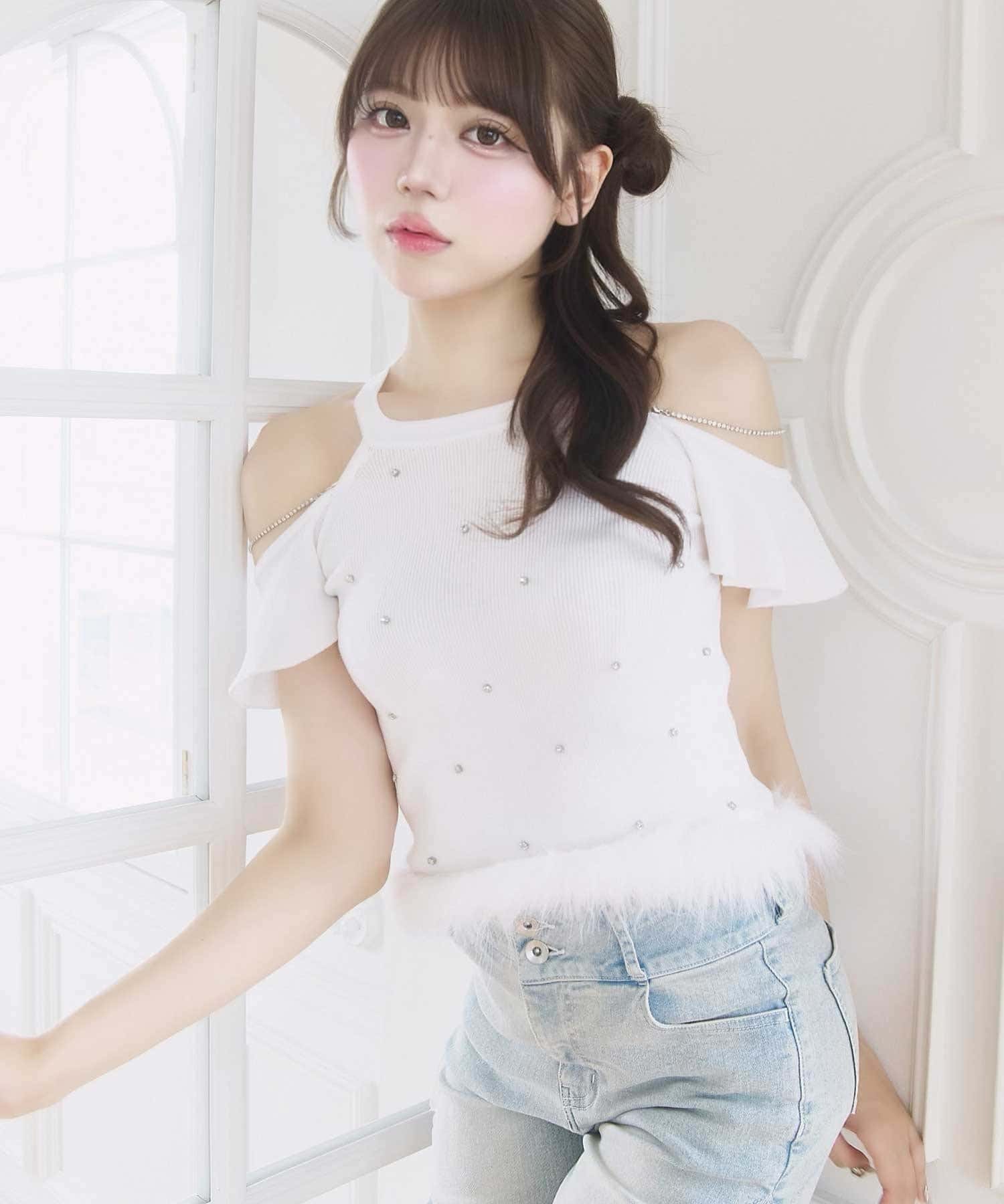 Belle Charme(ベルシャルム) Jewel Ame Sleeve Knit