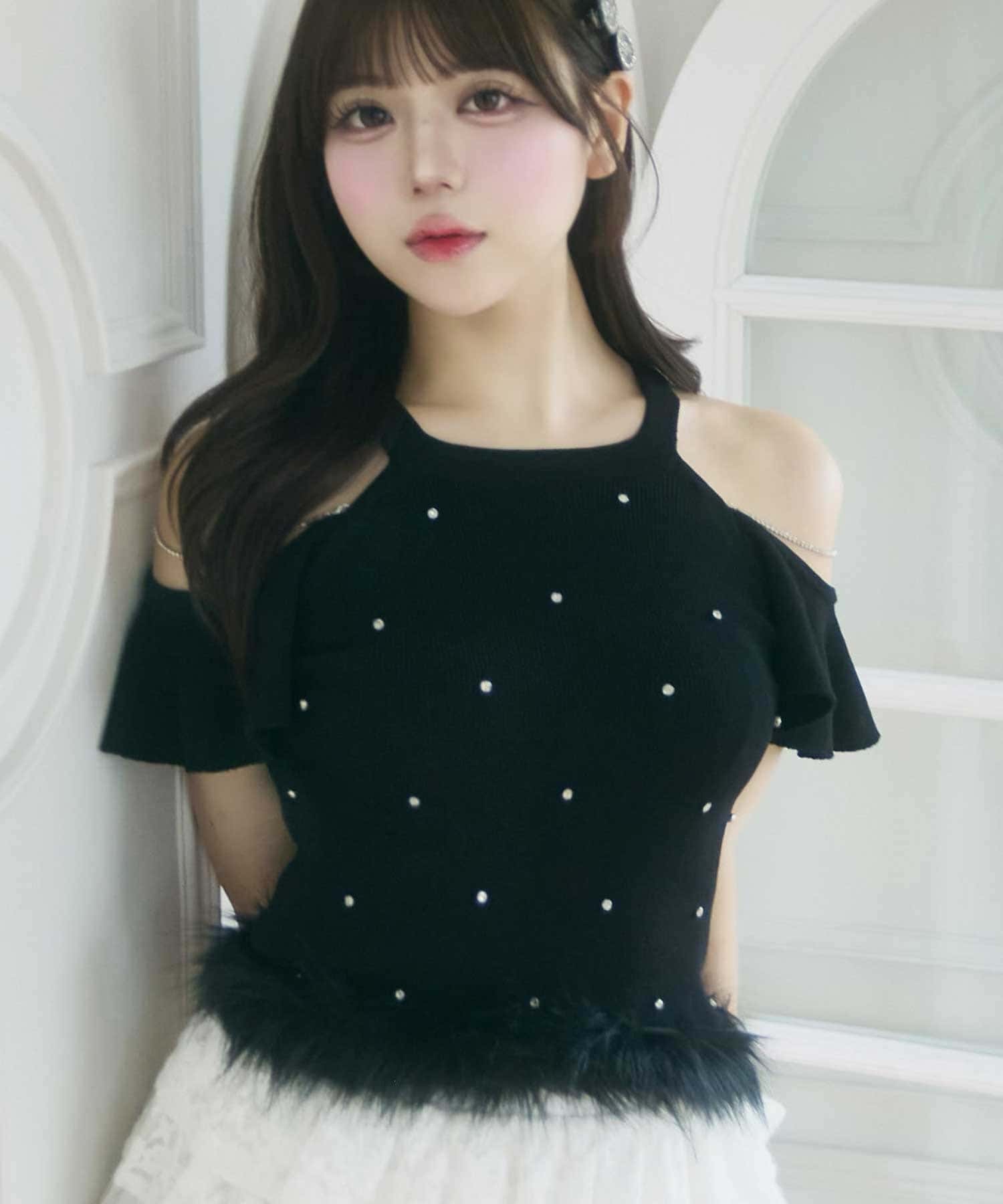 Belle Charme(ベルシャルム) Jewel Ame Sleeve Knit