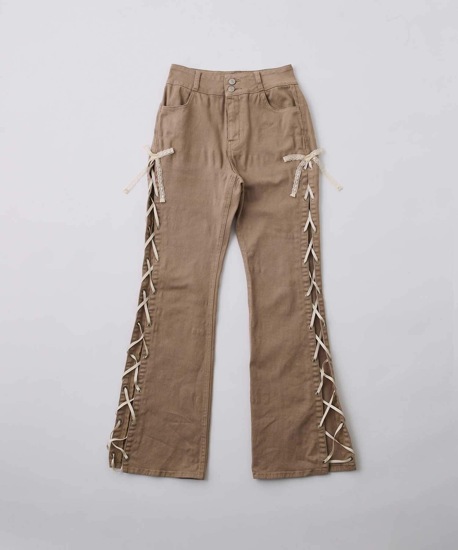 Belle Charme(ベルシャルム) Side Lace-up Flare Denim