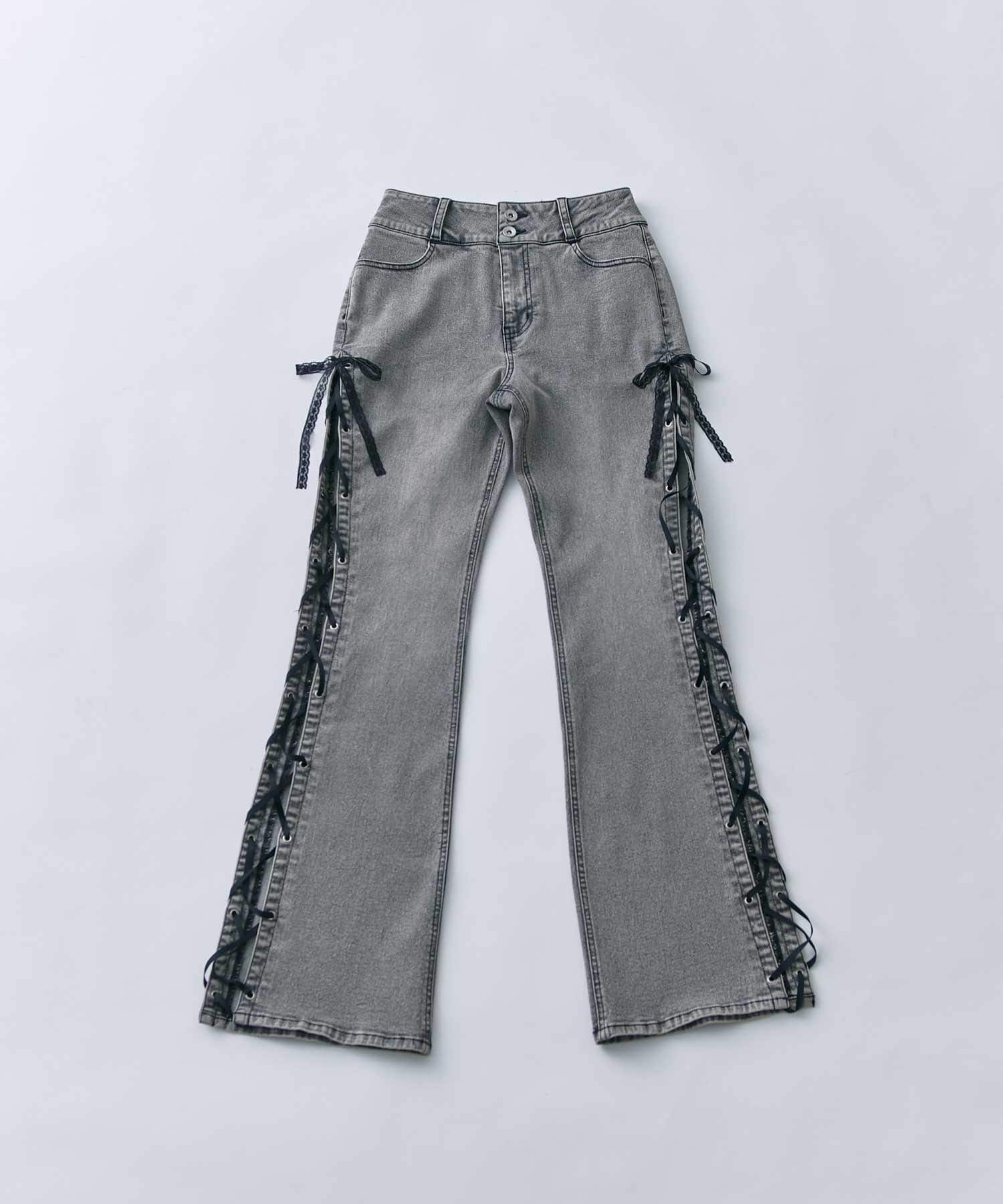 Belle Charme(ベルシャルム) Side Lace-up Flare Denim