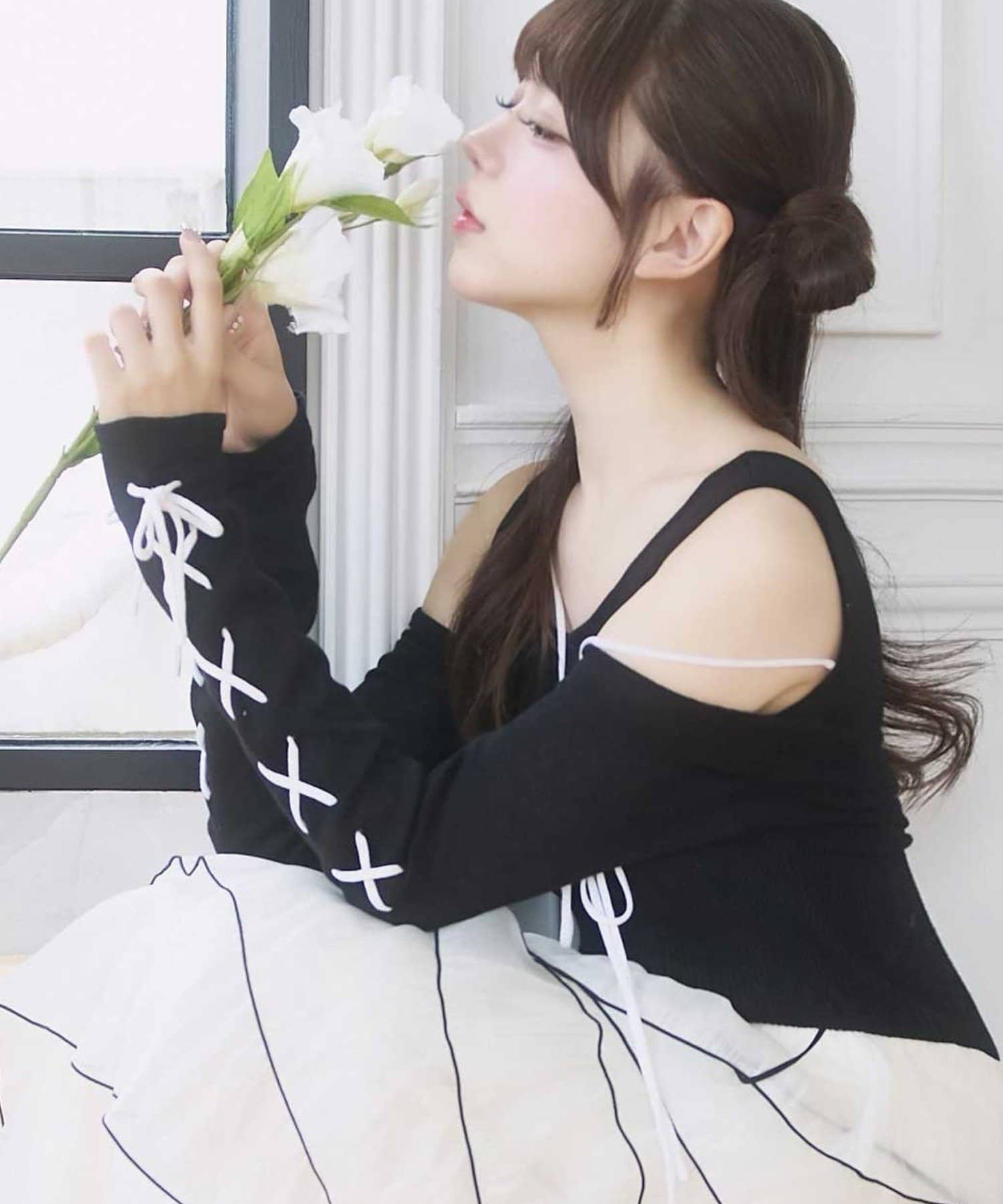 Belle Charme(ベルシャルム) Lace-up Knit Bolero