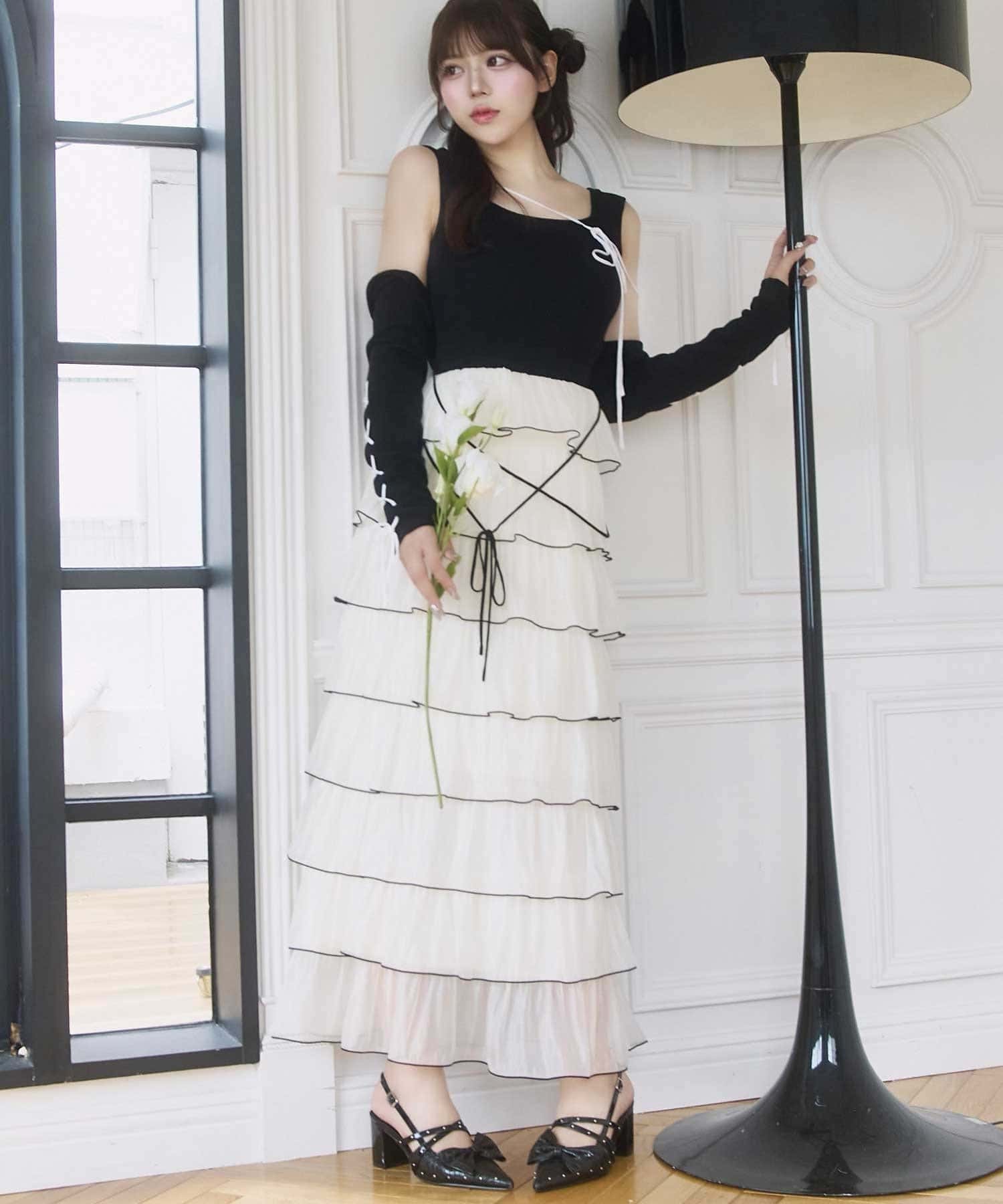 Belle Charme(ベルシャルム) Lace-up Knit Bolero