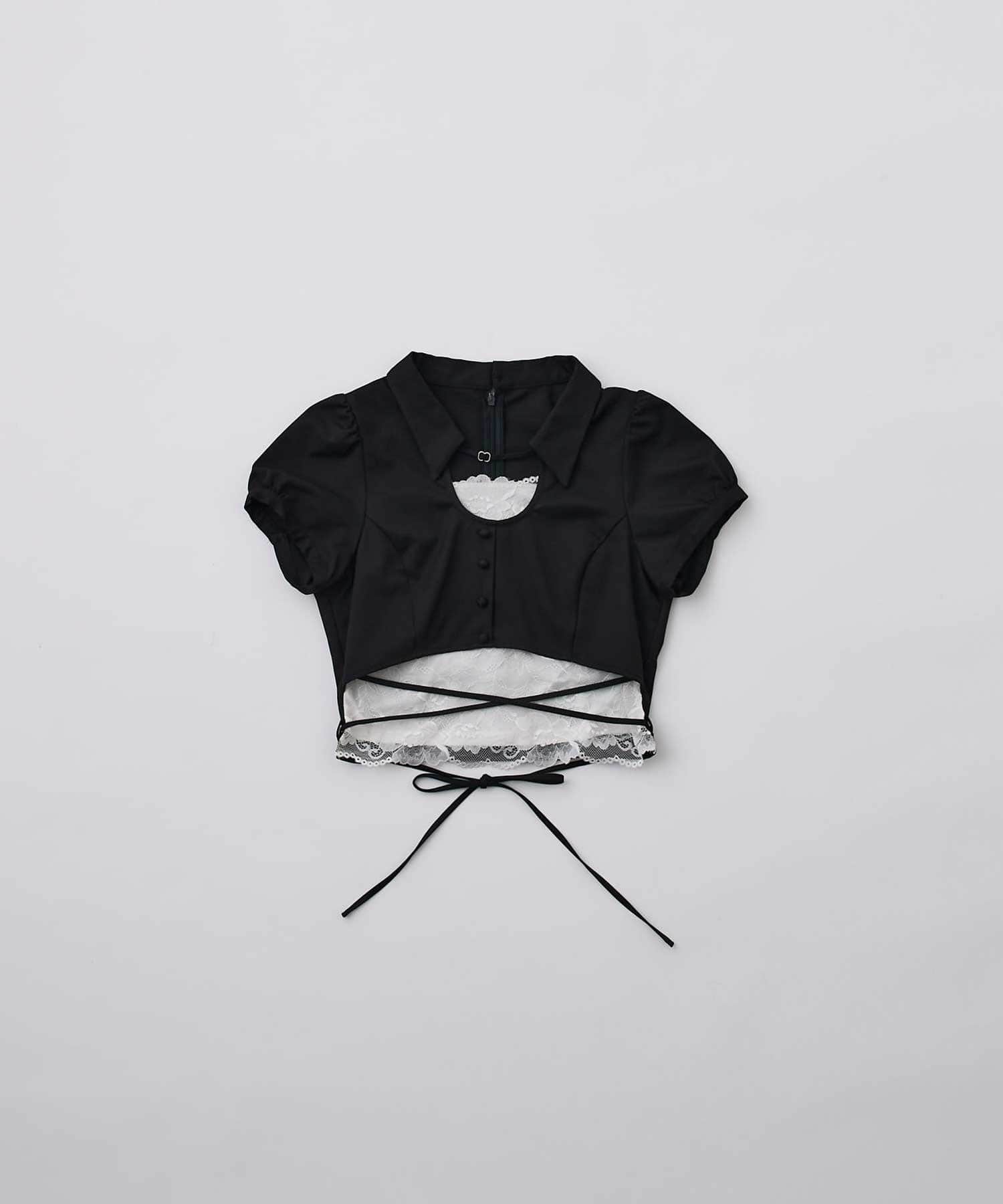 Belle Charme(ベルシャルム) Lace Hem Puff Tops