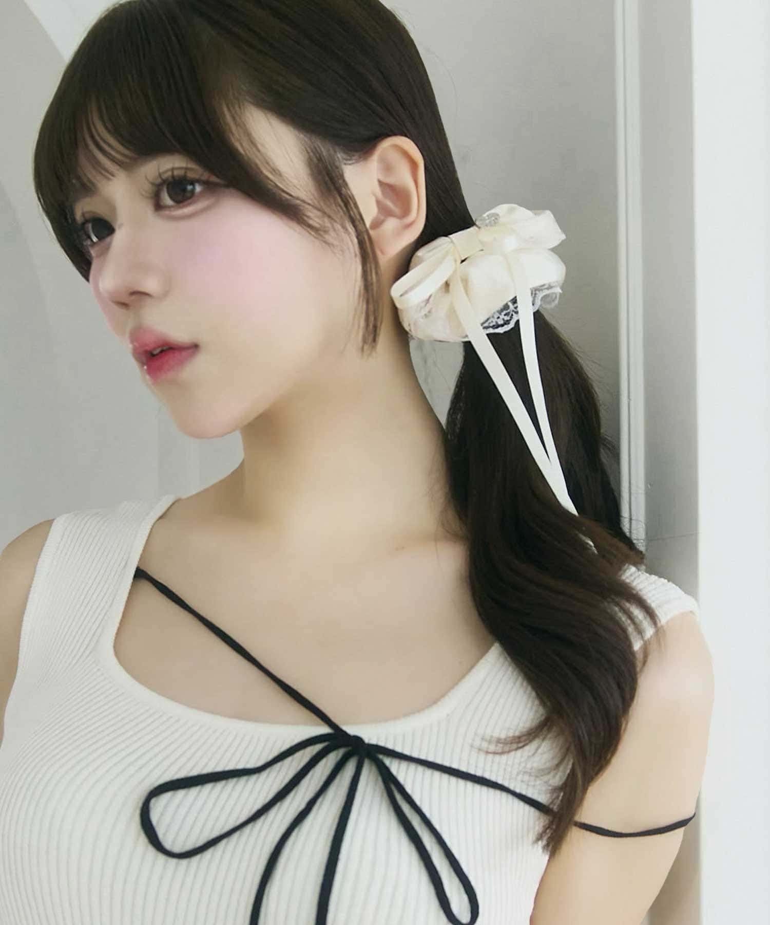 Belle Charme(ベルシャルム) Ribbon Satin Chouchou