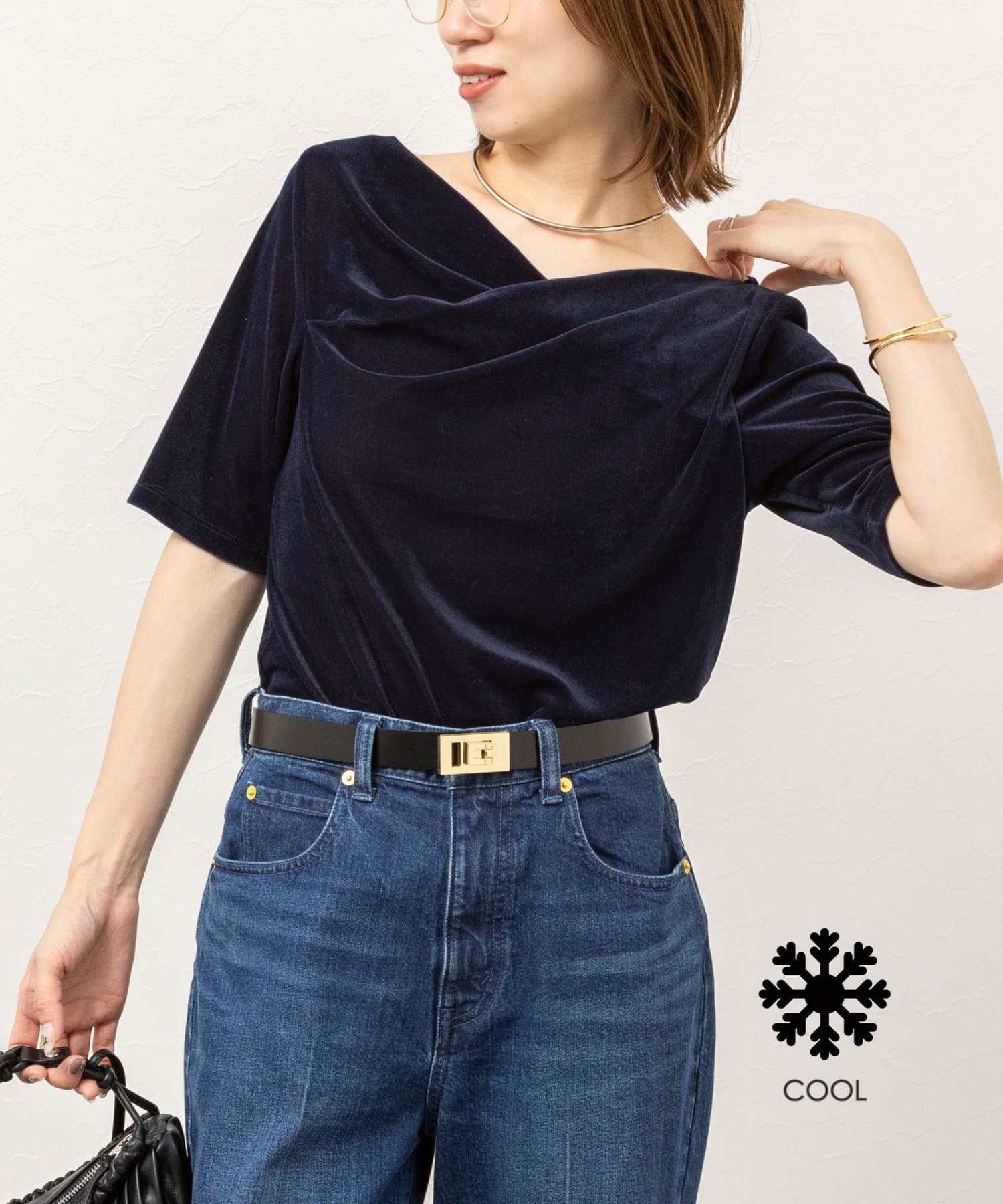 NOLLEY'S(ノーリーズ) 《接触冷感》ウォッシャブルシアーベロア2WAYプルオーバー