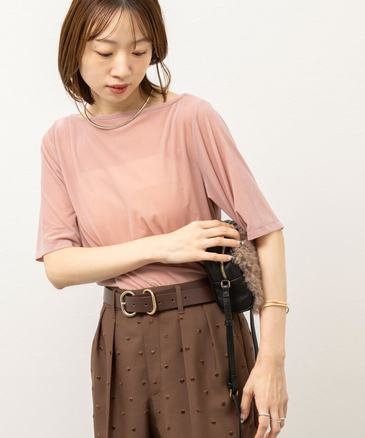 NOLLEY'S(ノーリーズ) 《接触冷感》ウォッシャブルシアーベロア2WAYプルオーバー