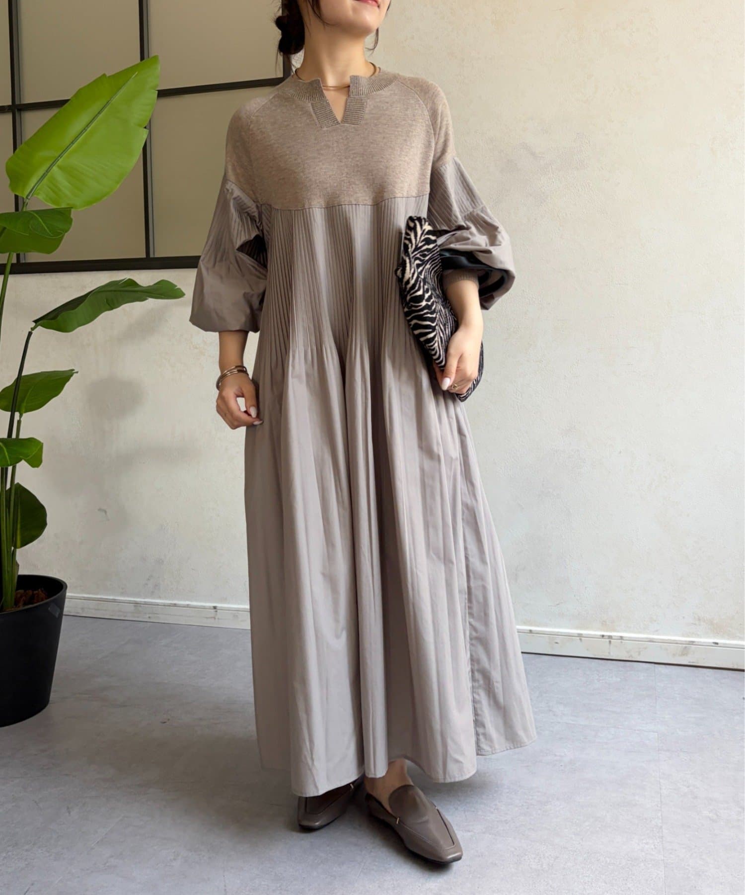 Jena　espace merveilleux(ジェナ　エスパスメルヴェイユ) ニットプリーツワンピース