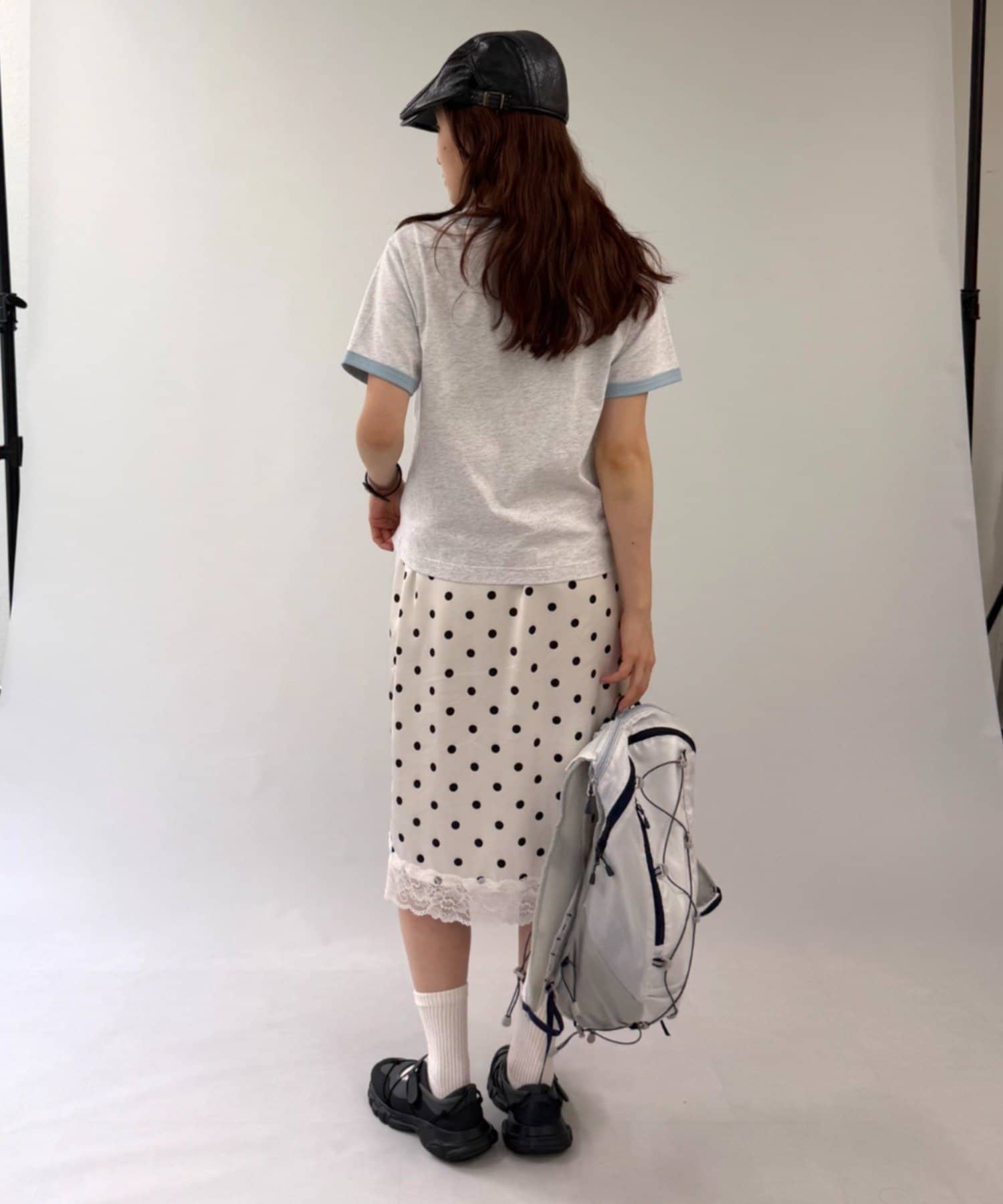 w closet(ダブルクローゼット) ネコプリントリンガーTシャツ
