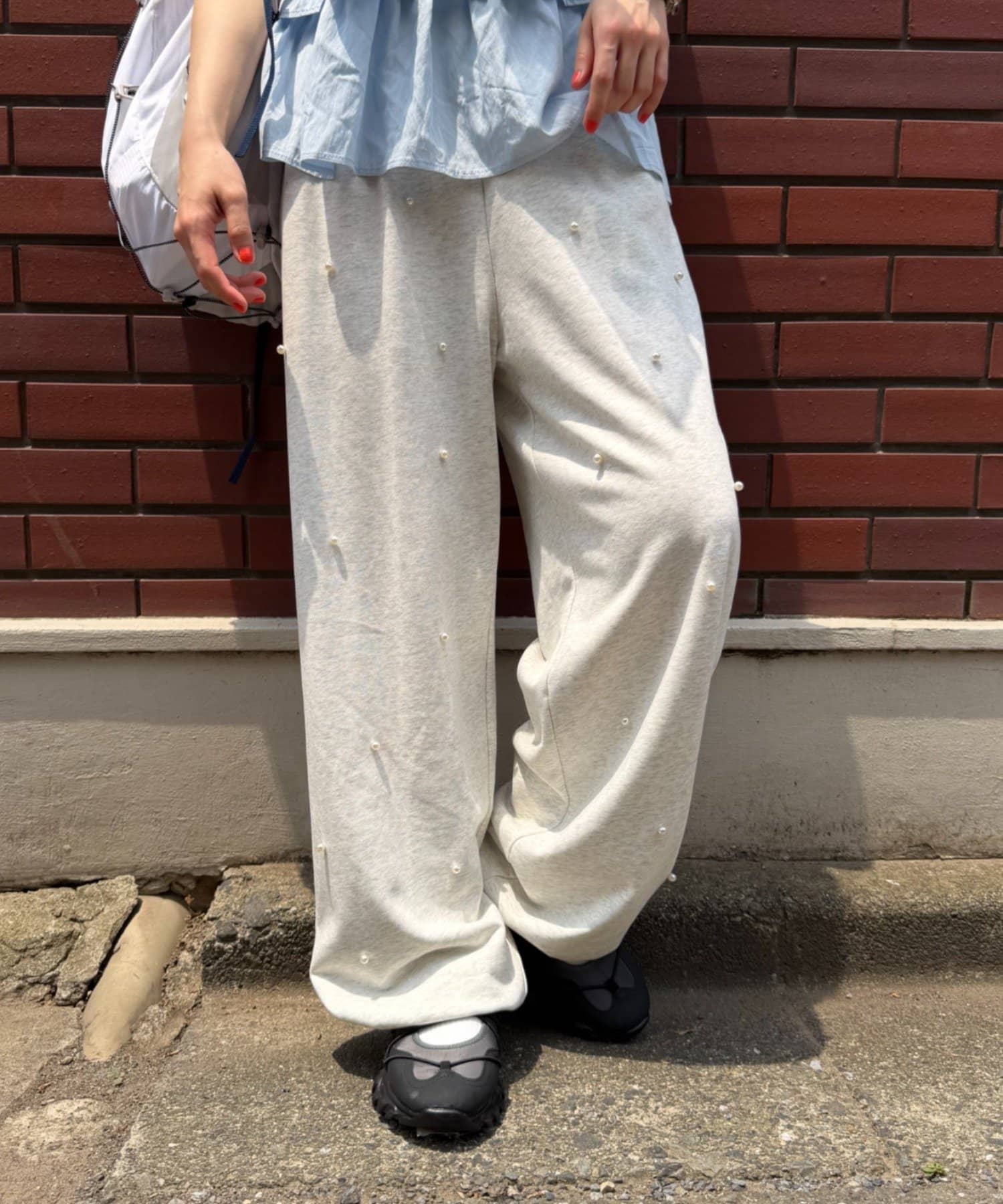w closet(ダブルクローゼット) パールスウェットパンツ